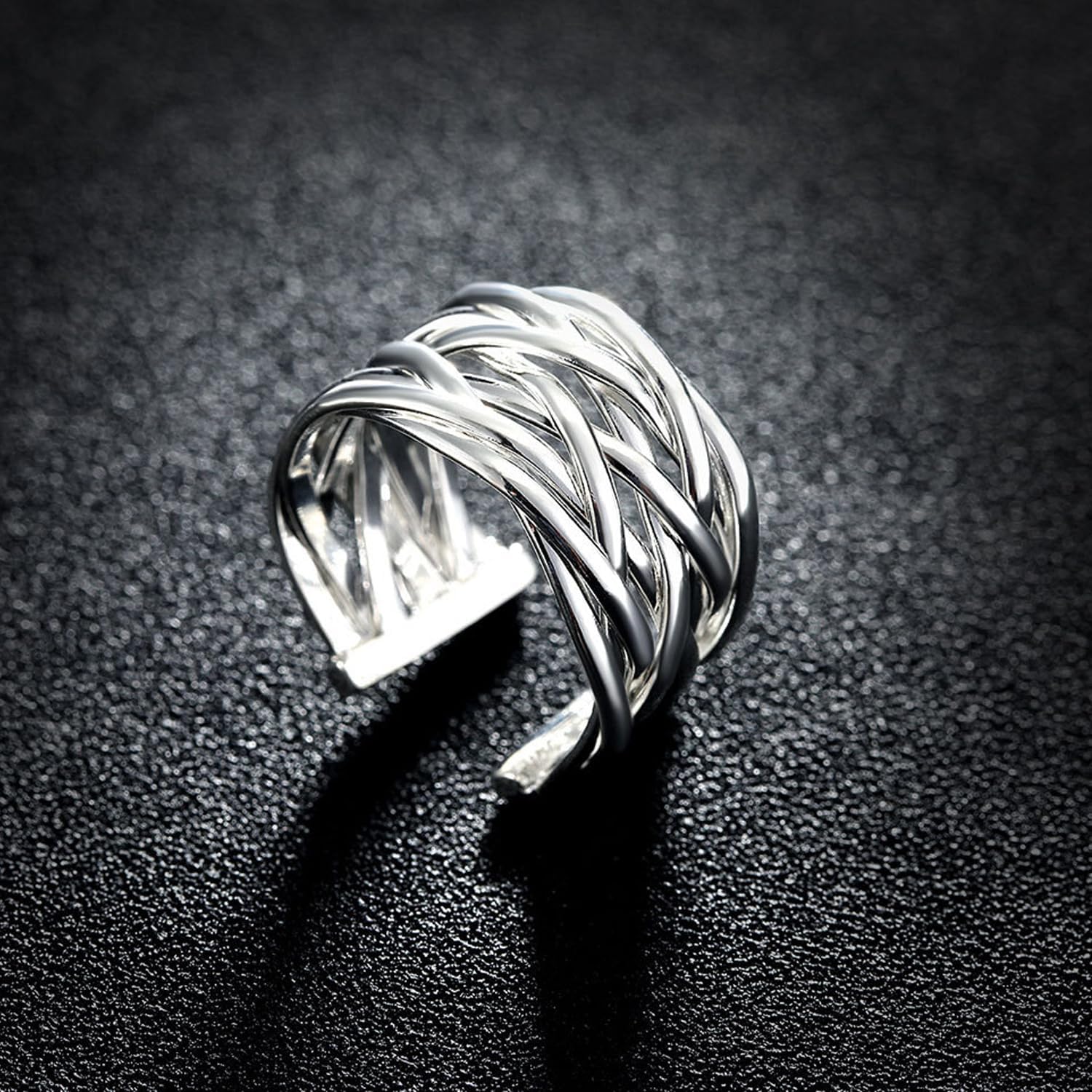 Handmade Rings 925 Sterling Silver Statement Rings Adjustable Chunky Stacking Band Ring for Women - Image 3