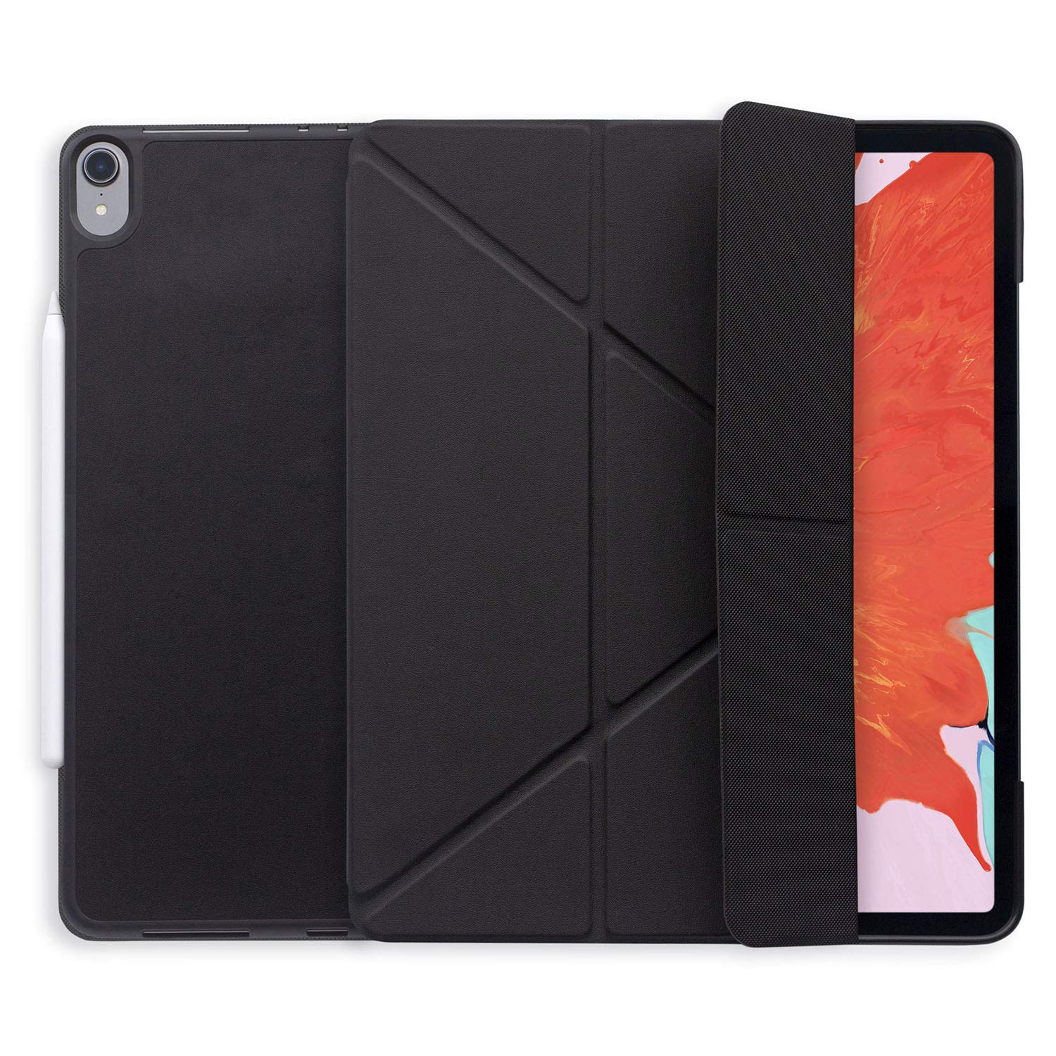 Torrii Apple iPad PRO 12.9 inch 2018 Torrio PLUS Smart Cover - Black with Apple Pencil Slot/charging notch - Auto Sleep and Wake function