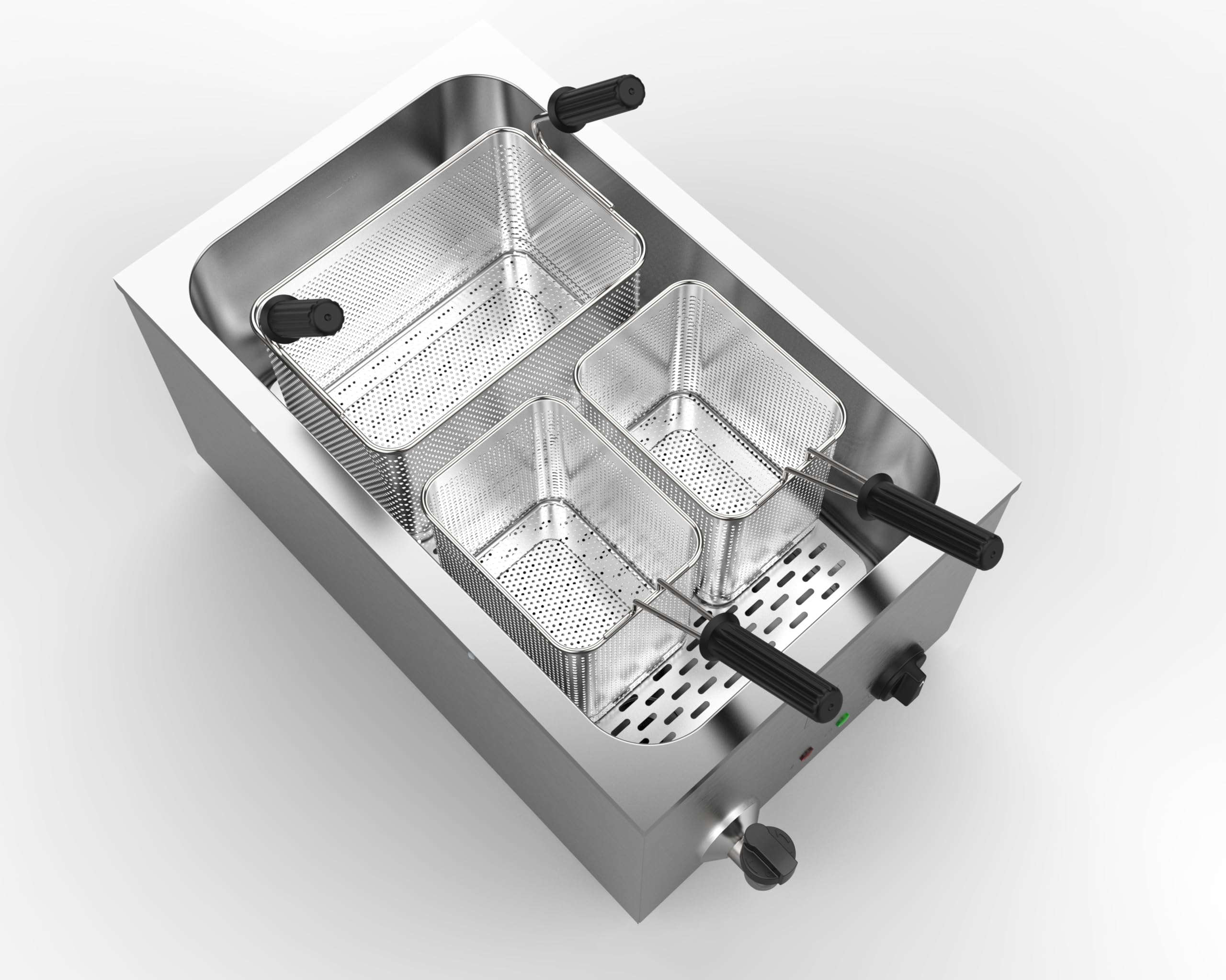 METRO Professional Cuiseur à pâtes électrique GNC1025, Acier inoxydable, 35.4 x 63.3 x 44.6 cm, 25L, 3200 W, 3 paniers, argenté