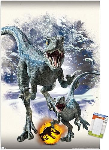 Trends International Jurassic World: Dominion - Póster de pared focal azul y beta, 22.375 x 34 pulgadas, paquete de póster y montaje