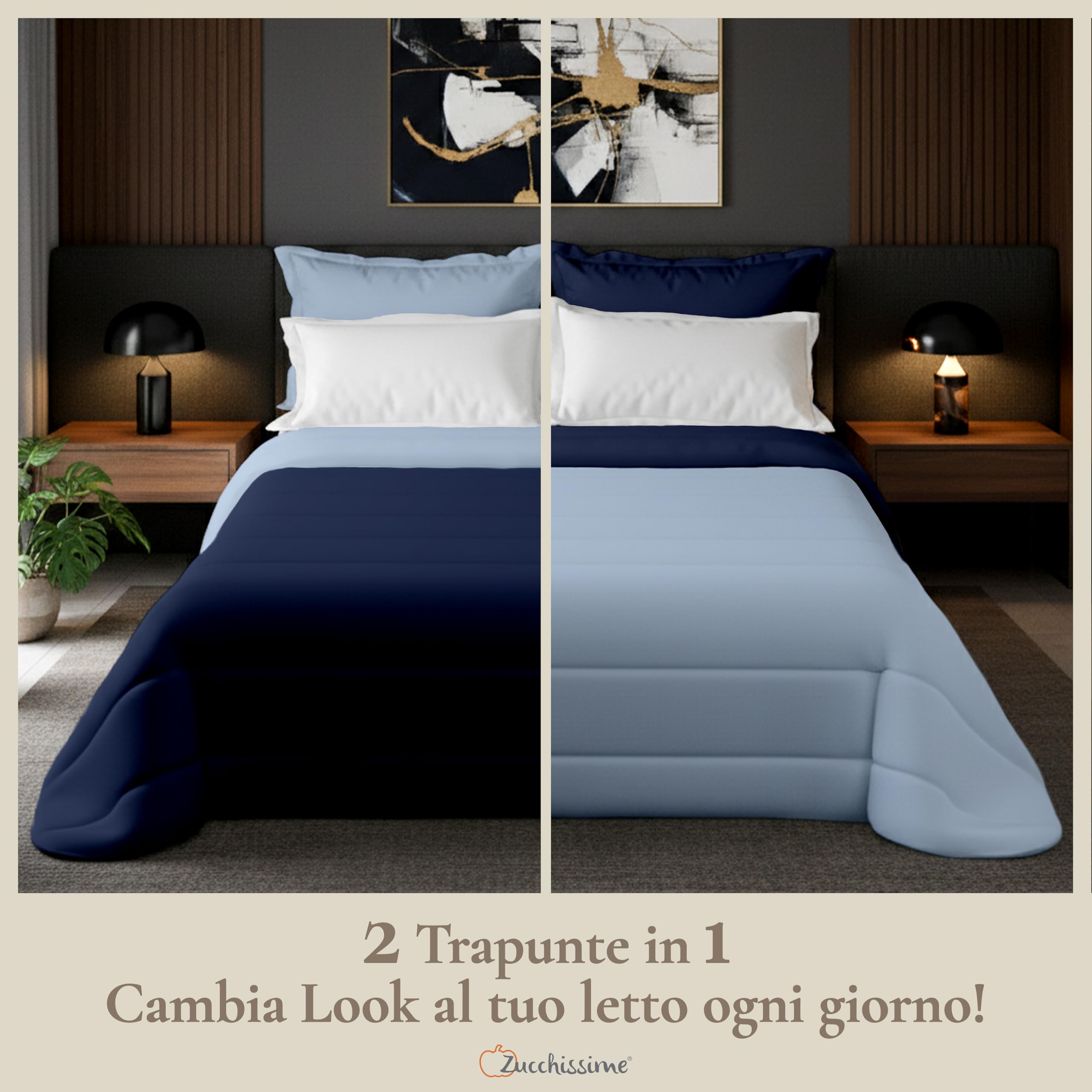 Trapunta Invernale Matrimoniale 260x265 | calda e leggera, double face, design elegante | Coperta Matrimoniale Invernale in microfibra | comfort avvolgente e qualità sartoriale 350 g/m²