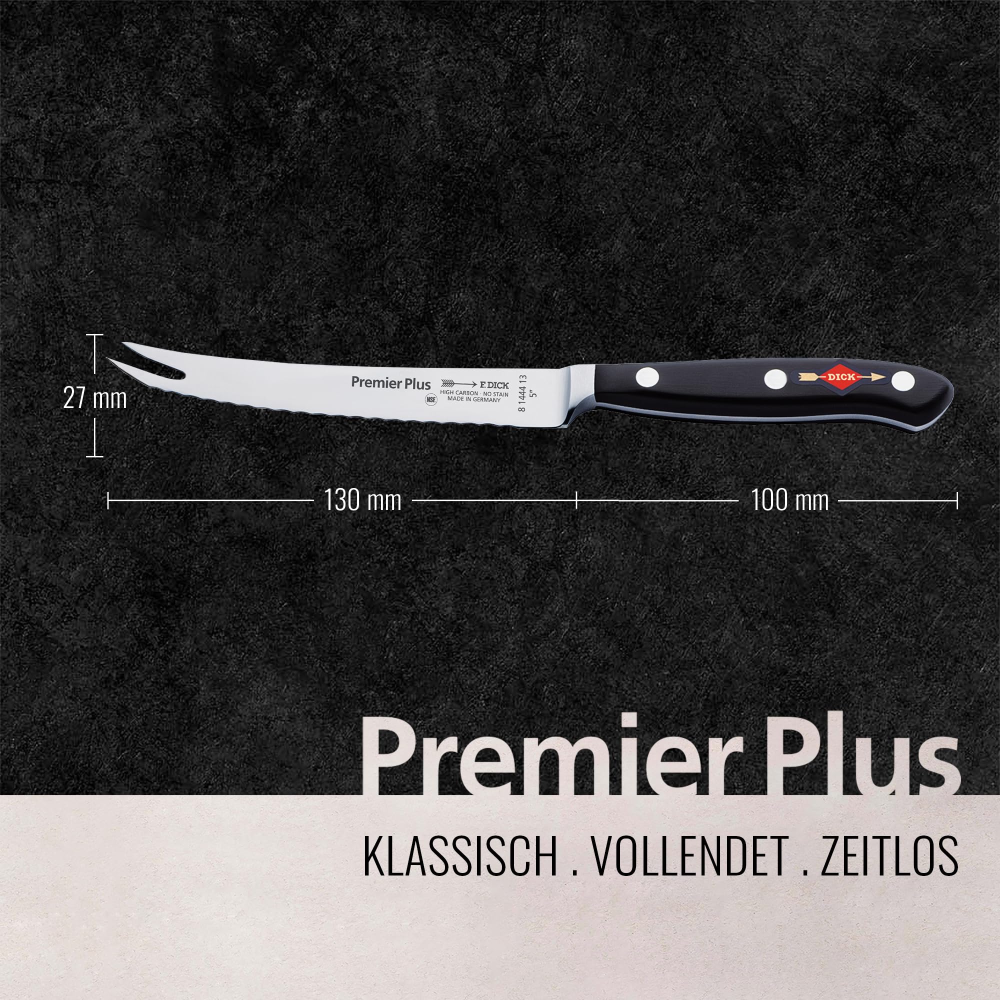 F. Dick Tomatenmesser, Premier Plus (Messer mit Klinge 13 cm, X50CrMoV15 Stahl, nichtrostend, 56° HRC) 81444132