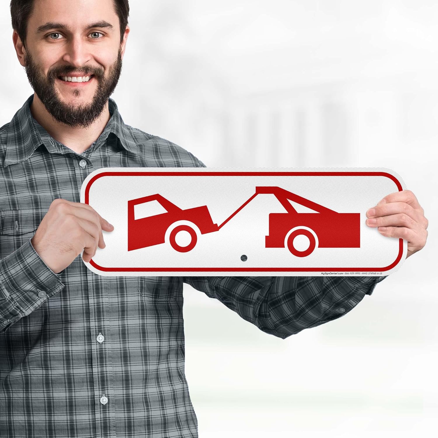 Tow Away Red Graphic Sign, 6x18 Inches, 3M EGP Reflective .063 Aluminum, Fade Resistant, Made in USA by My Sign Center