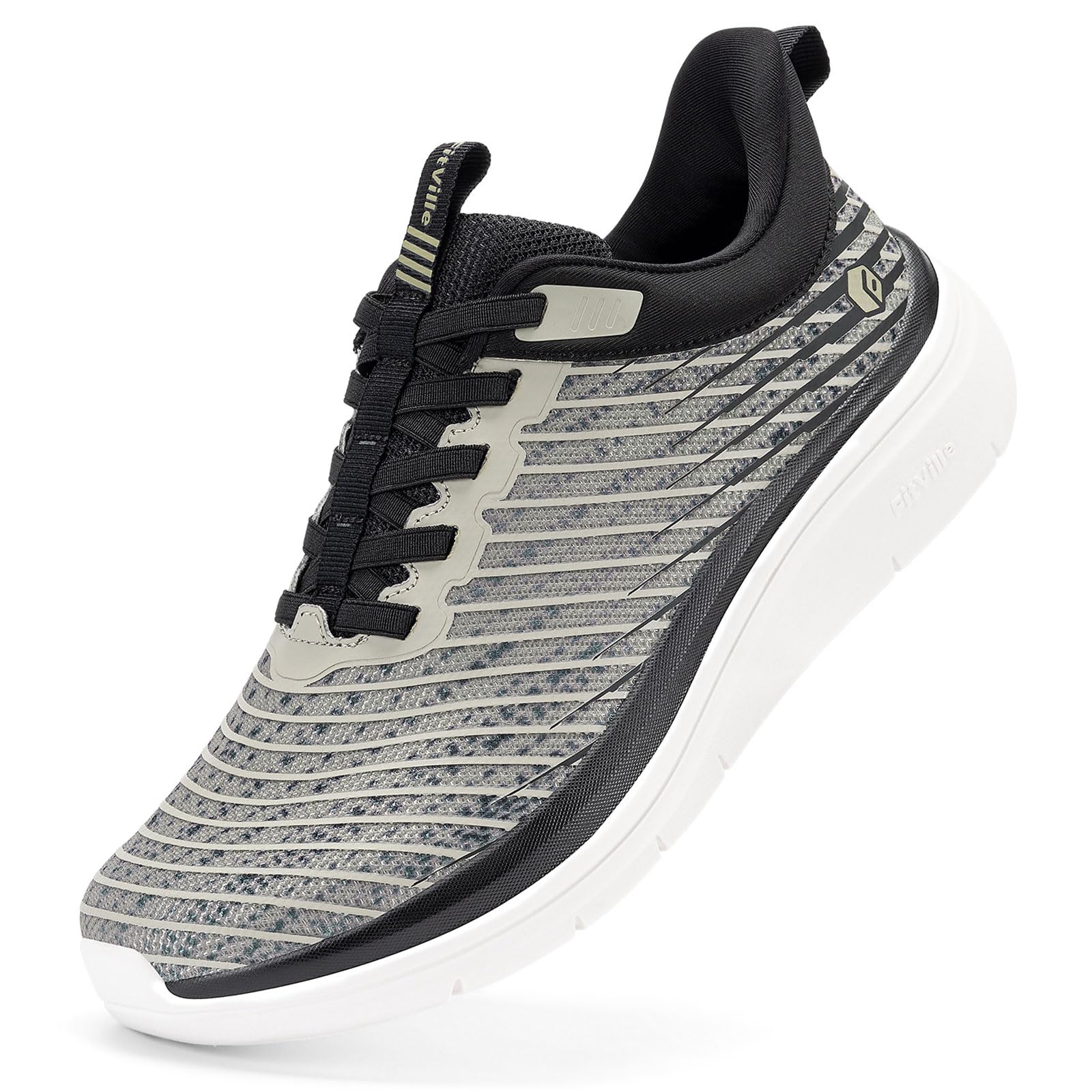 FitVille Extra Weit Sneaker Herren Slip On Walkingschuhe Bequeme Dämpfung Sportschuhe Für Breite Füße Atmungsaktiv Joggingschuhe mit Dicke rutschfest Sohle
