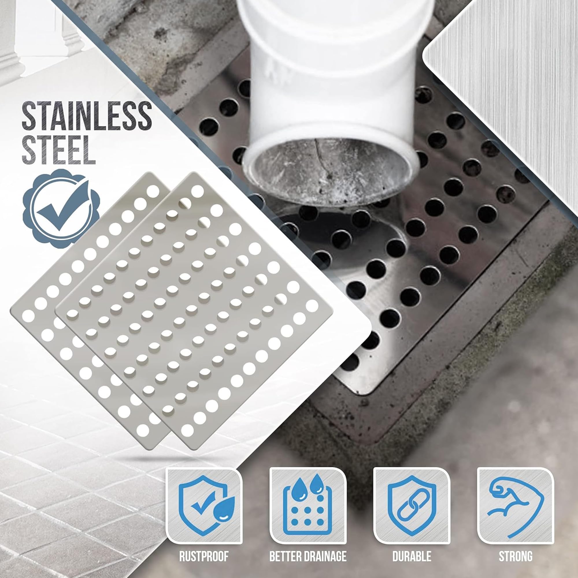 Lime Shop 15x15 Centimeter Rustproof Stainless Steel Swirl Drain Covers, Hopper Lids, Outdoor Drain Cover - Image 2