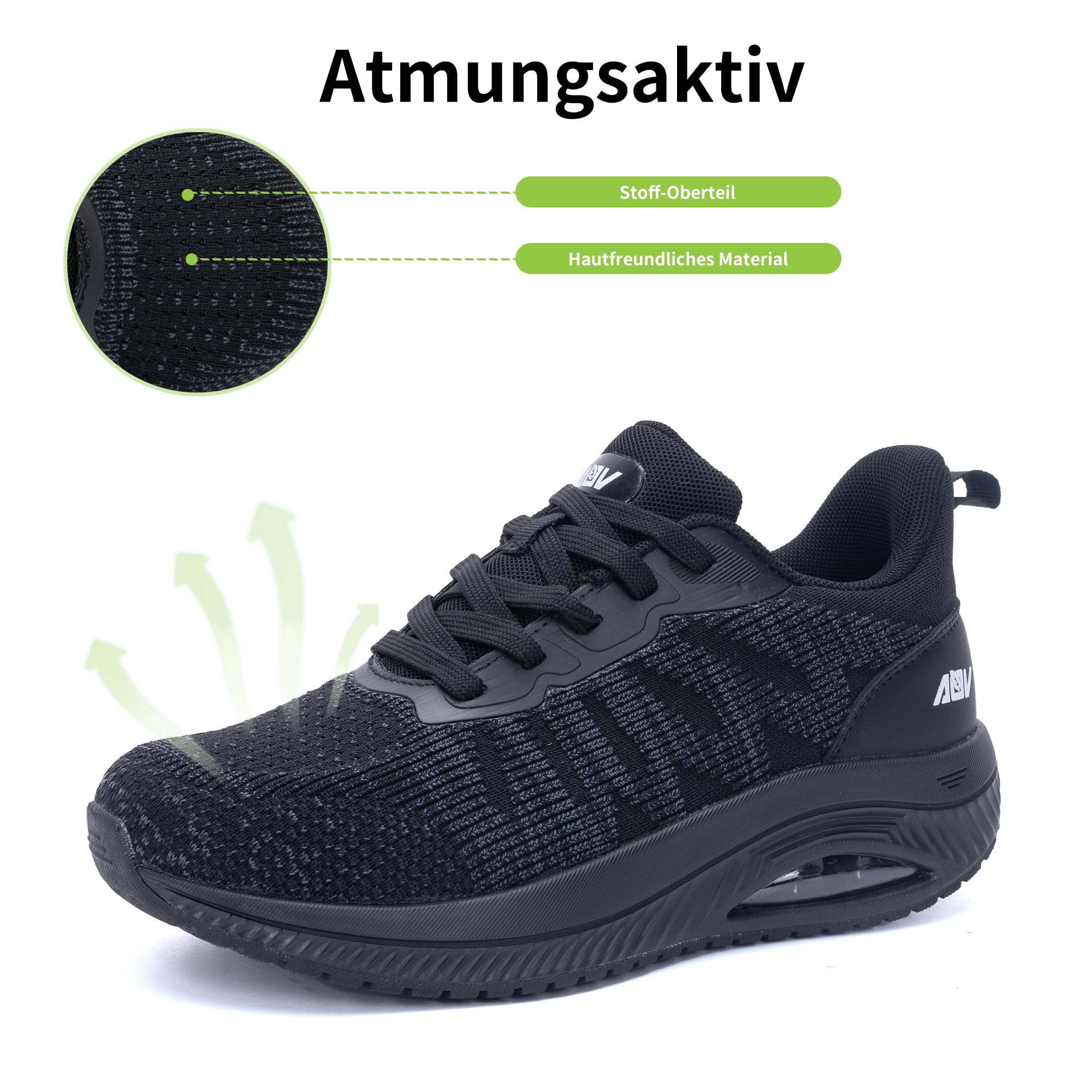 Quseek Scarpe ortopediche da donna, per fascite plantare, sperone calcaneare, scarpe da corsa, Nero , 38 EU
