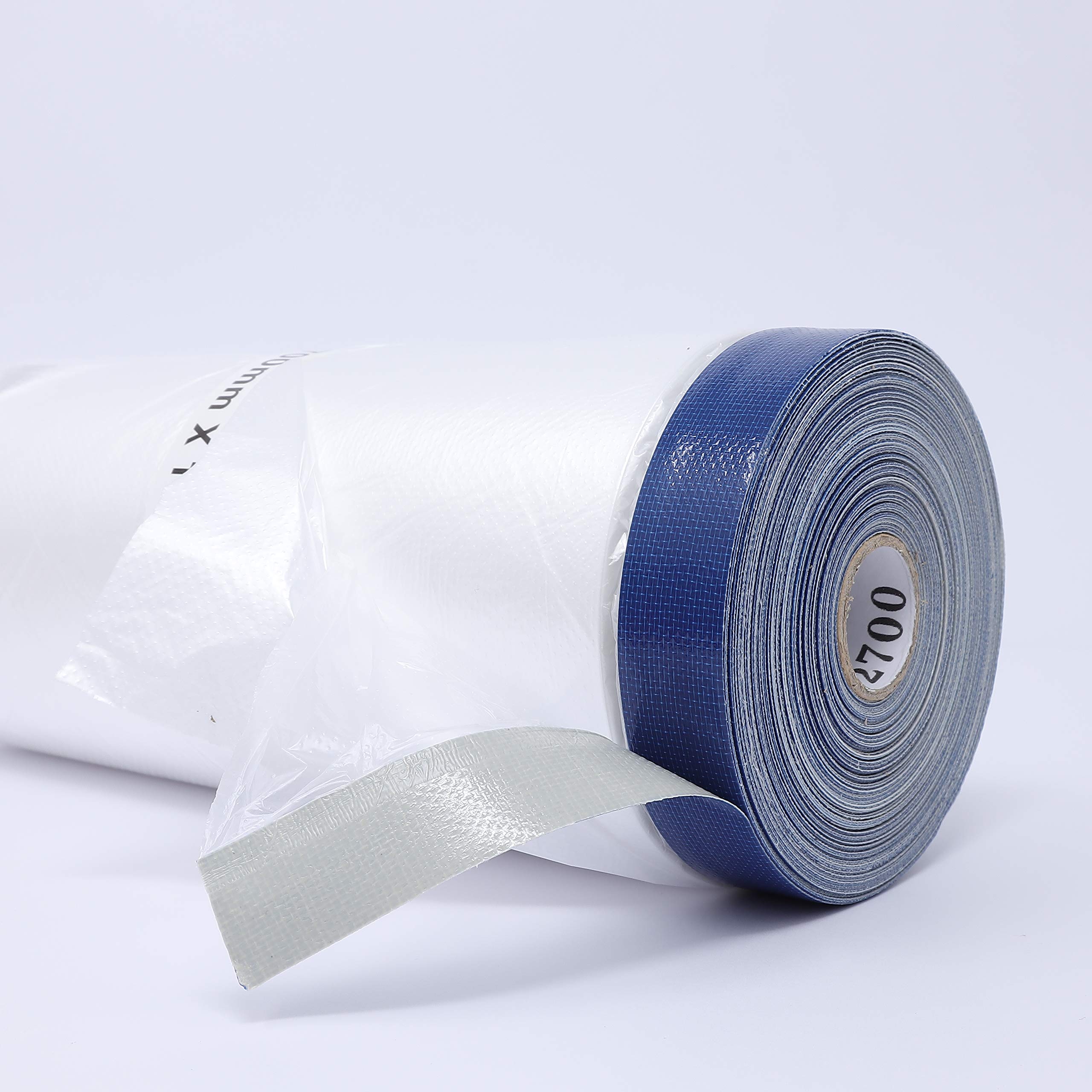 gws Abdeckfolie 9 Rollen, 2700mm x 16m für Maler- und Gipsarbeiten, Malerfolie mit Klebeband, Maskerband mit starker Haftung & einfach entfernbar