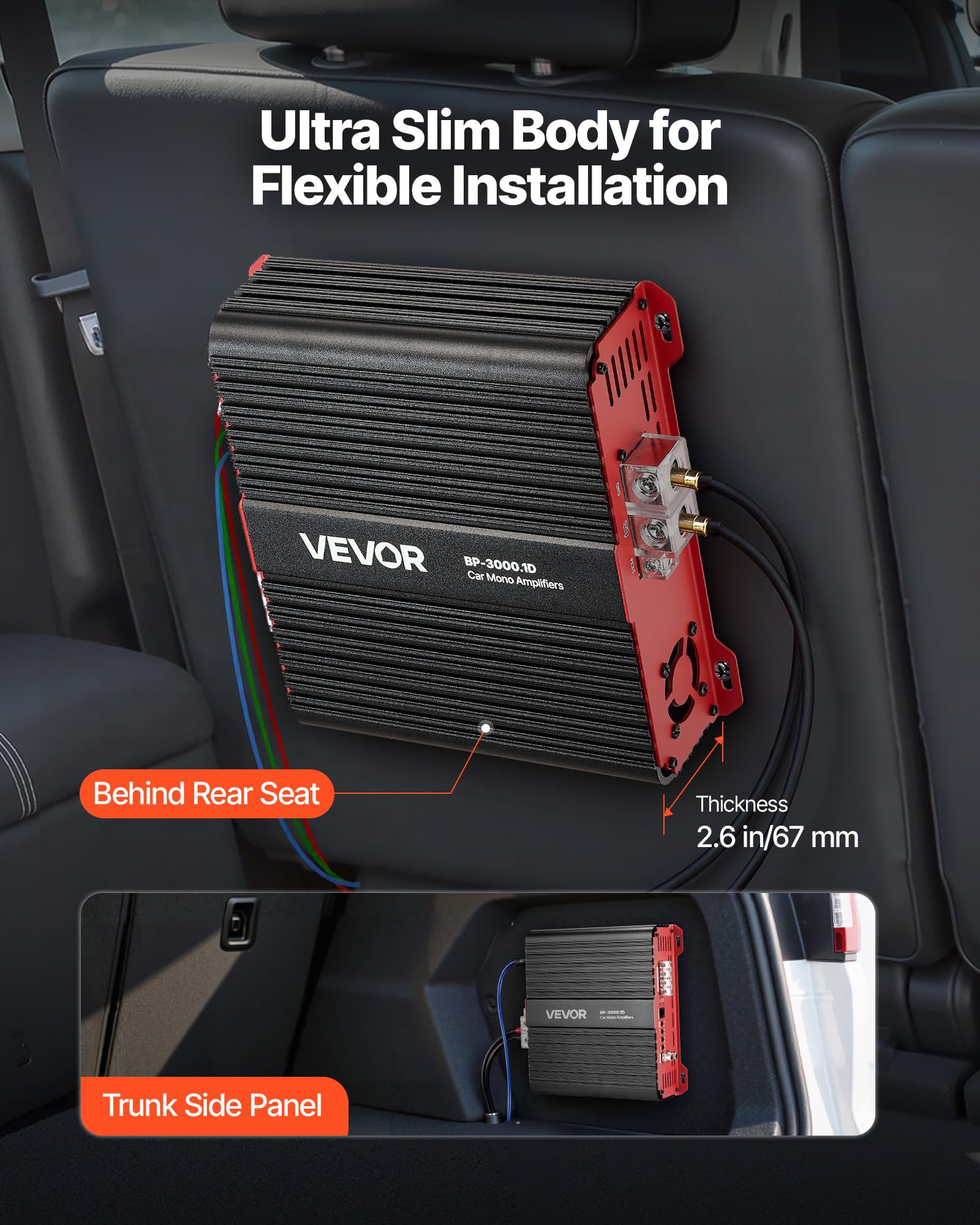 VEVOR Amplificatore Monoblocco per Auto Classe D con Controllo Remoto del Livello del Subwoofer 3000 W, Filtro Passa-Basso, Potenziamento dei Bassi, Spostamento di Fase, Controllo del Volume