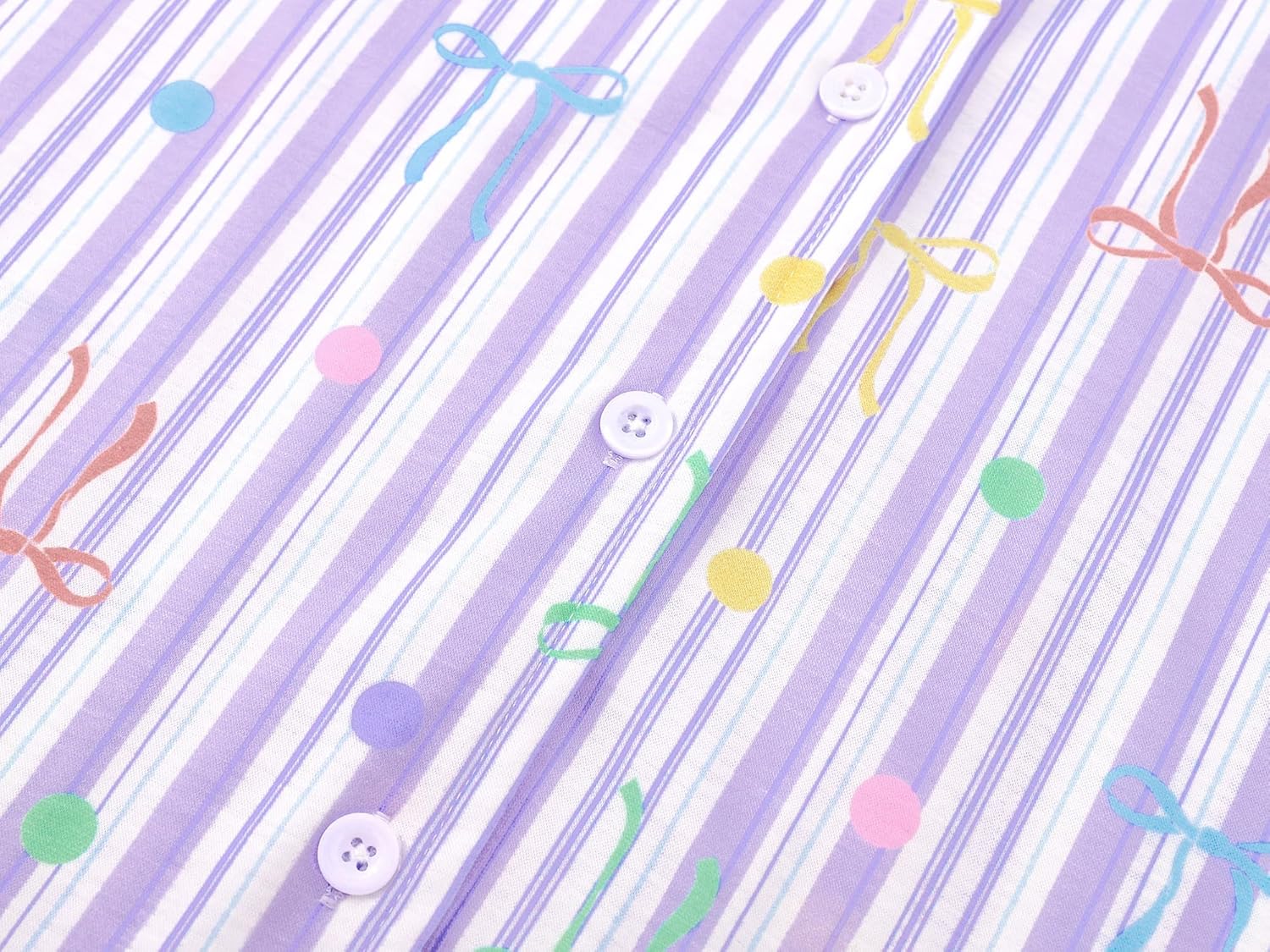 Topgal Comfy Coat Style Pajamas for Girls - Leopard, Cat & Bows Graphic Print Button Down Long Sleeves PJ Set Size 6-18 - Image 3