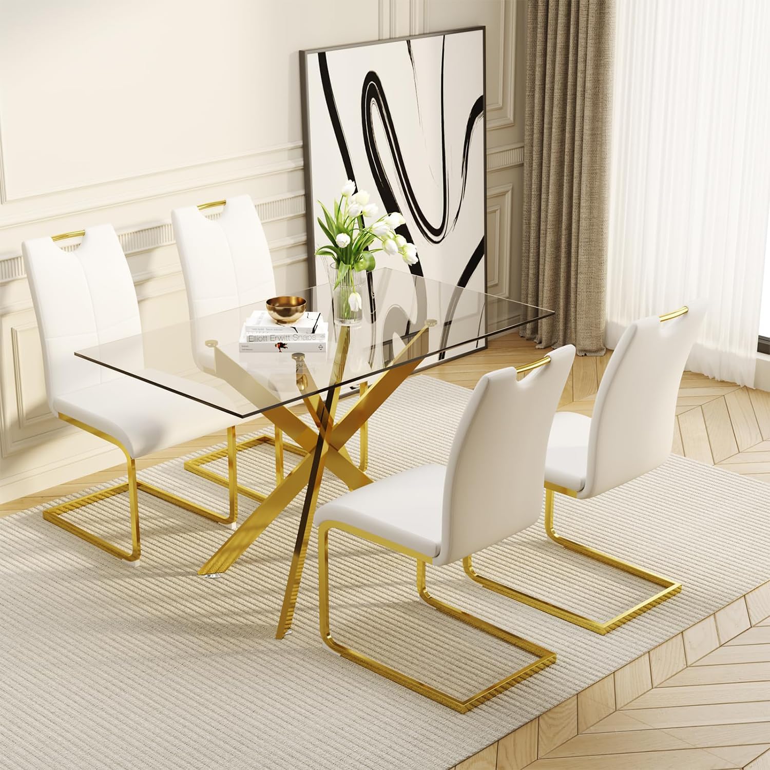 WCFI Glass Dining Table Set