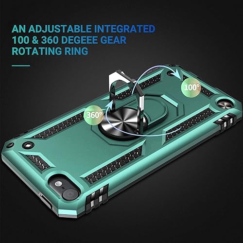 Miniatura 3 de ULAK Funda compatible con iPod Touch 765 con 2 protectores de pantalla HD, funda híbrida resistente a prueba de golpes con soporte integrado para