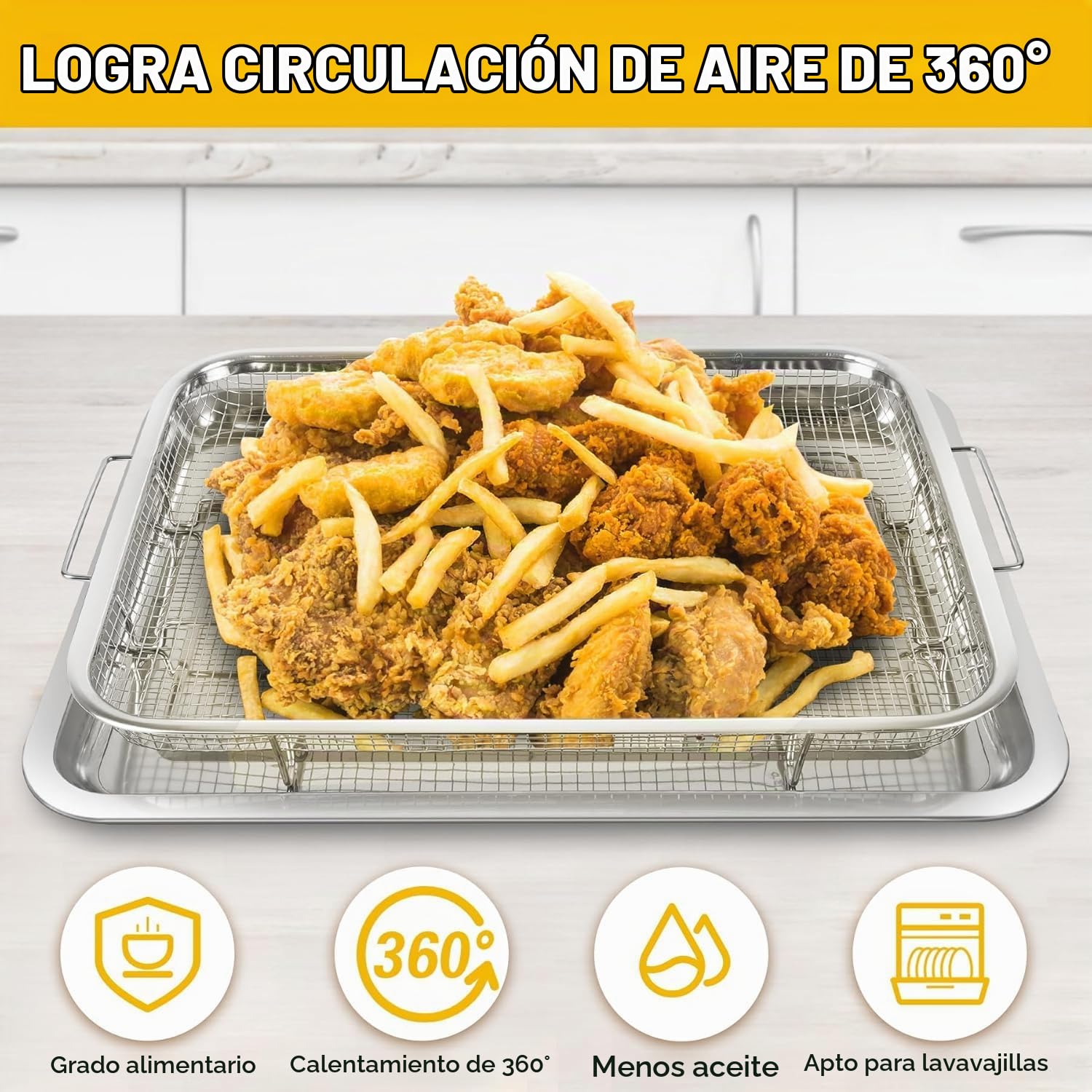Bandeja de Horno de Acero Inoxidable con Rejilla de Enfriamiento | Bandeja para Hornear Galletas y Pasteles con Diseño Antiadherente, Resistente y Fácil de Limpiar para Cocina