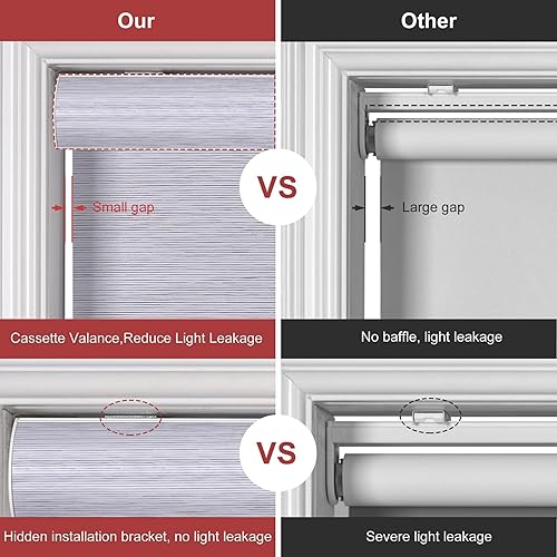 Miniatura 3 de BERISSA Persianas enrollables opacas sin cordones para ventanas, con cenefa de cassette, con aislamiento térmico, ahorro de energía, para puerta del