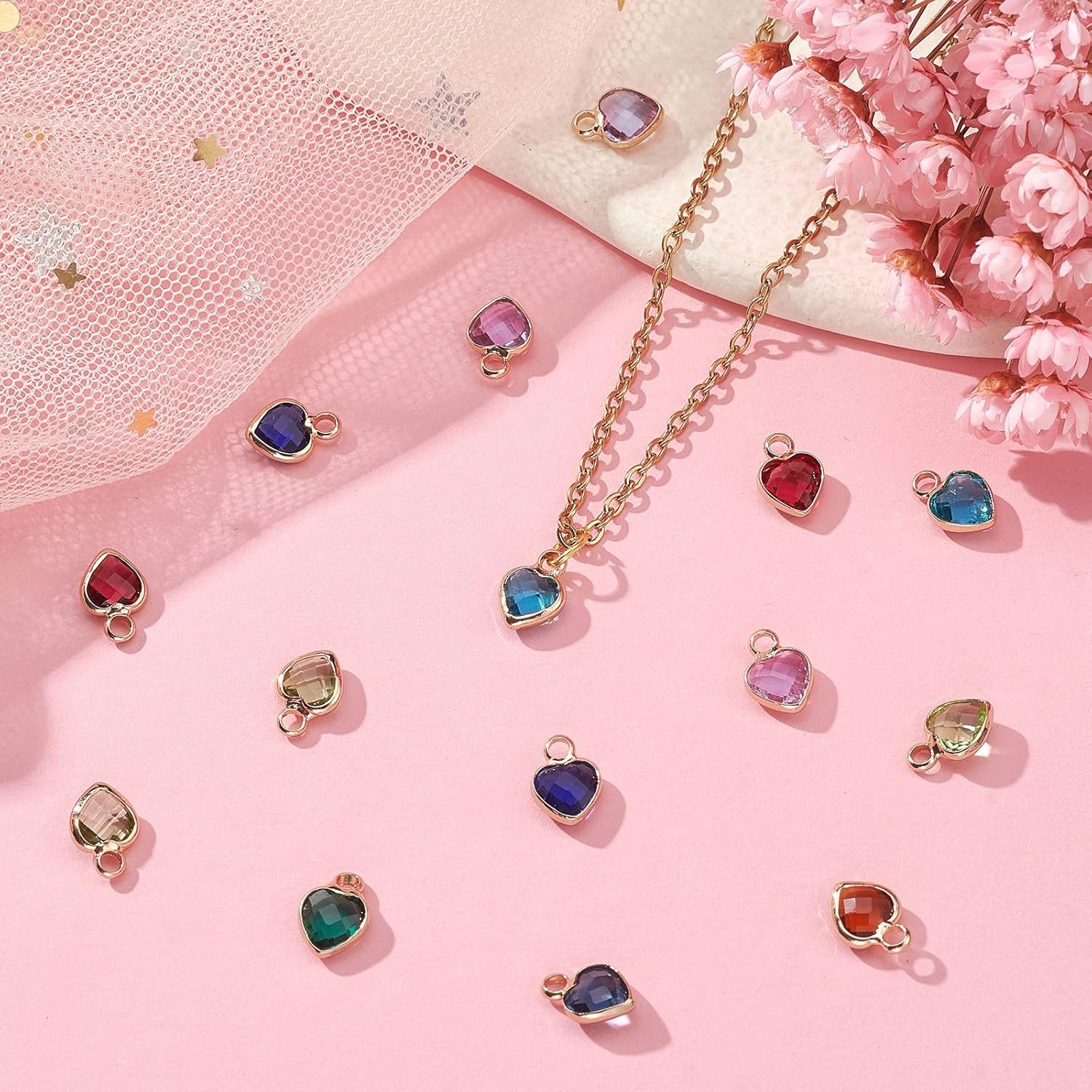 KitBeads 50pcs Glass Heart Charms Valentine Clear Crystal Love Heartt Charm for Jewelry Making Bracelets Necklace Bulk - Image 5