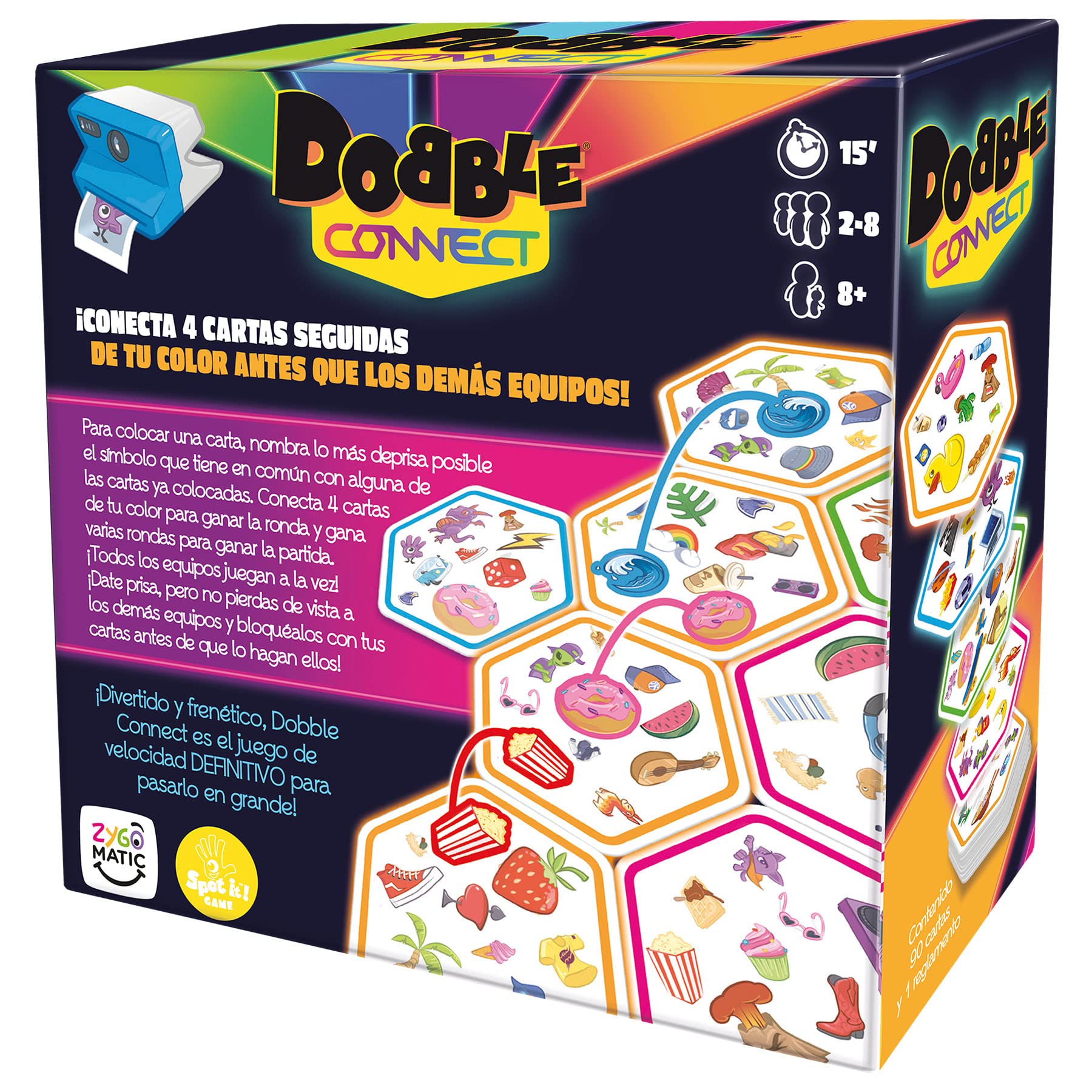 Zygomatic | Dobble Connect | Karciana akcji i refleksja dla dorosłych i dzieci | Od 8 lat | Od 2 do 8 Graczy | 15 minut na mecz | Polski