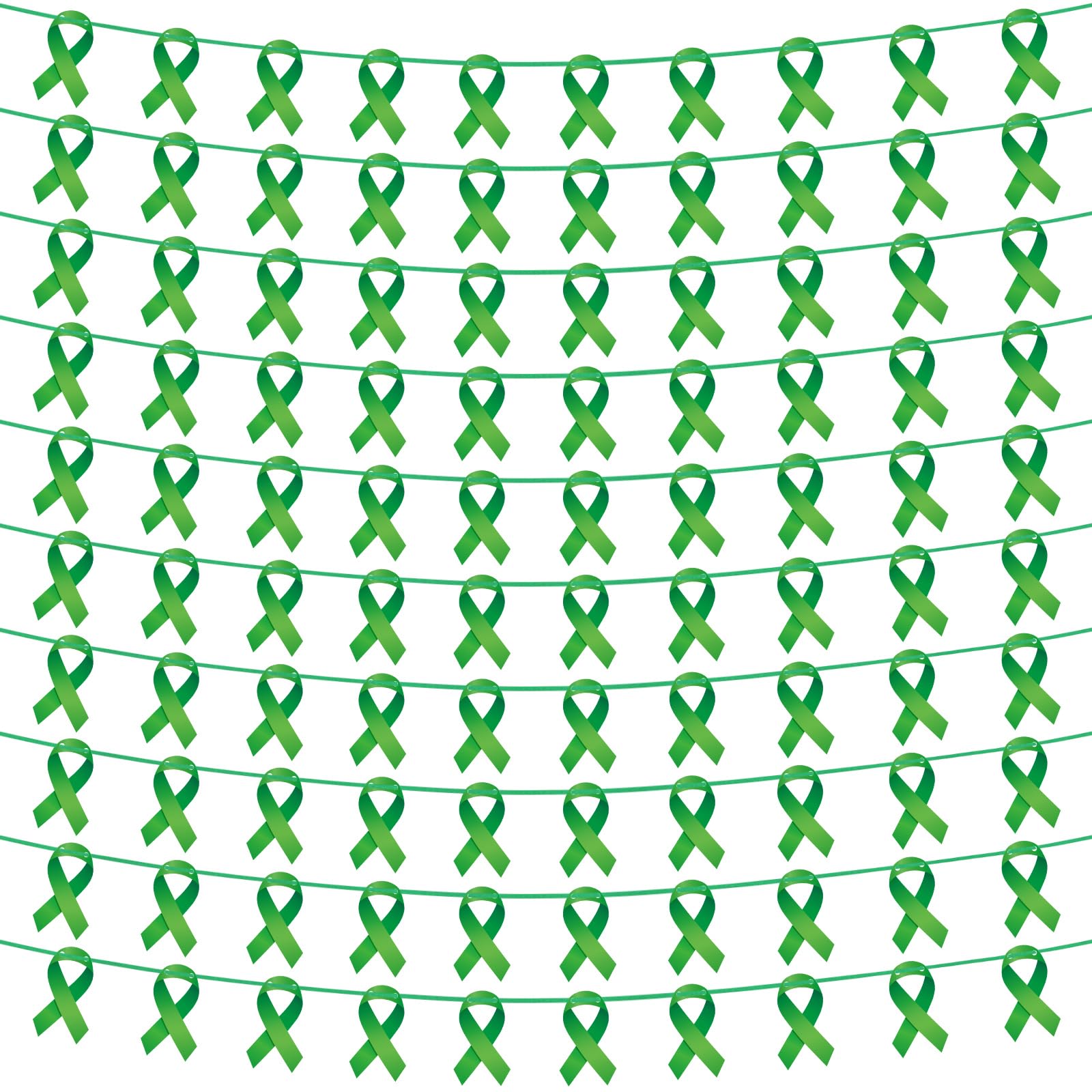 Faccito 10 Pcs Mental Health Month Banner Decoration - Green Ribbon Mental Health Awareness Motivational Banner for Party, Event, Charity Decor Indoor