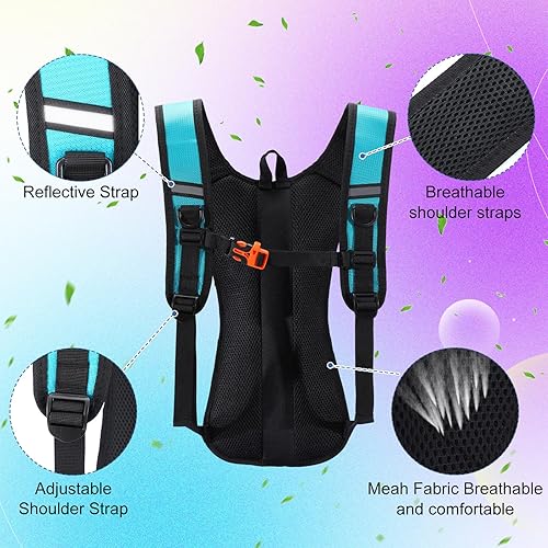 Miniatura 5 de Chunful Paquete de 6 mochilas de hidratación para correr, paquetes de hidratación para festivales, mochila de agua ligera con vejiga de agua de 2L