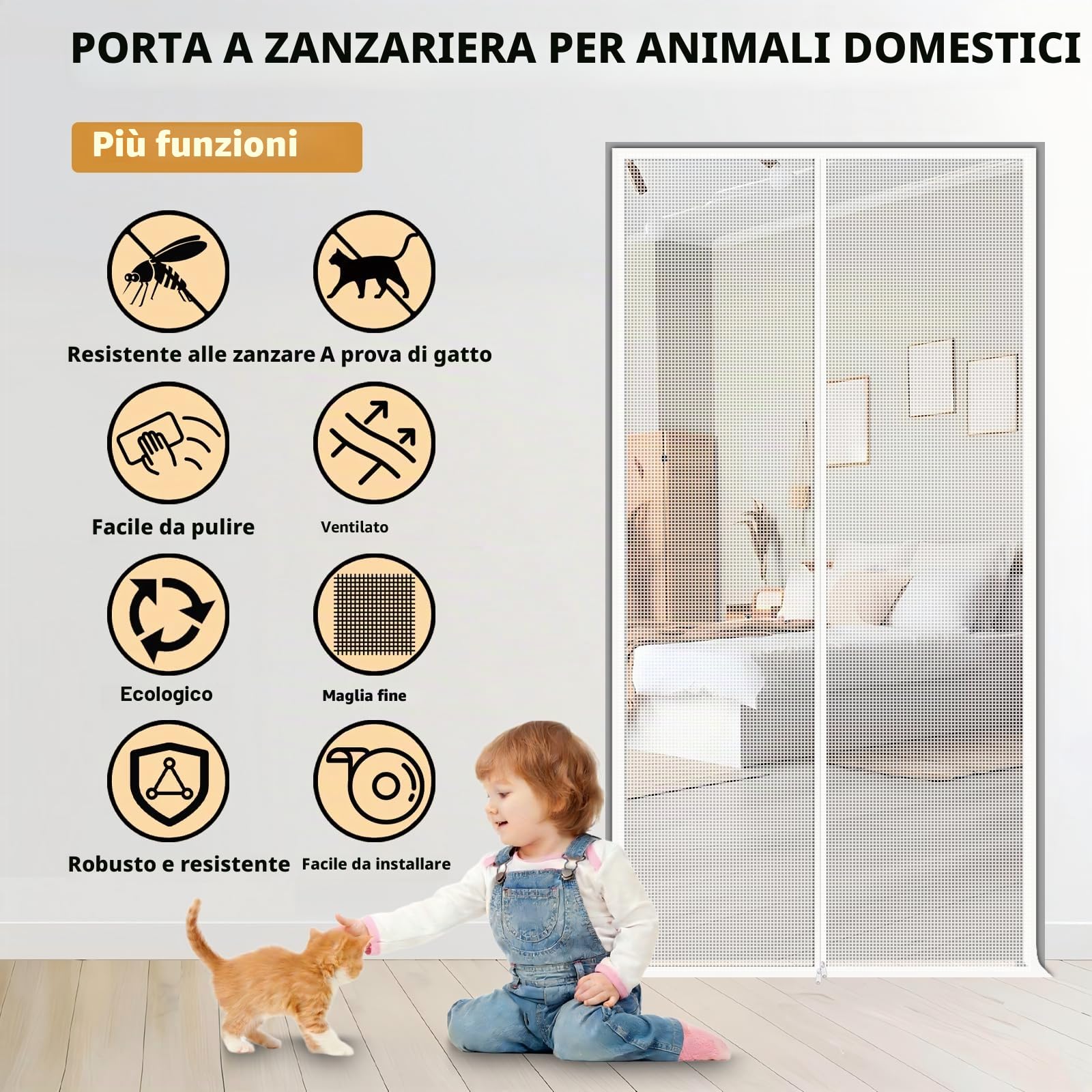 Gatto personalizzato schermo porta fai da te rinforzato Maglia Cerniera creen porta animali domestici prova schermo prevenire Pet Escape porte tende