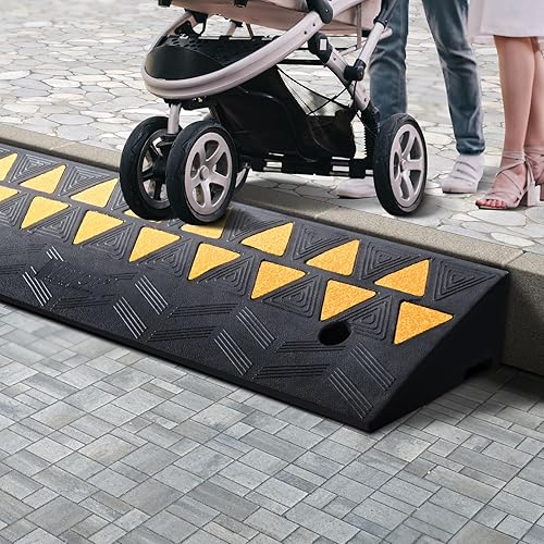Miniatura 8 de VEVOR Rampa de bordillo de goma de 3.5" de altura, rampa de bordillo de acera de 10" de ancho, rampa de entrada de 39.4" de longitud para el