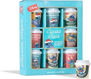 Disney Stitch Hot Chocolate Cocoa Variety Pack with Cups - 8 Flavors