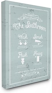 The Stupell Home Decor Collection Guide to Procedures Bathroom Blue Stretched Canvas Wall Art, 24 x 30, Multicolor