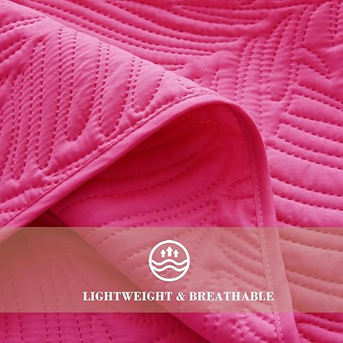 Miniatura 5 de Exclusivo Mezcla Juego de ropa de cama tamaño King, edredones ligeros de color rosa intenso para todas las estaciones, cubrecamas de microfibra