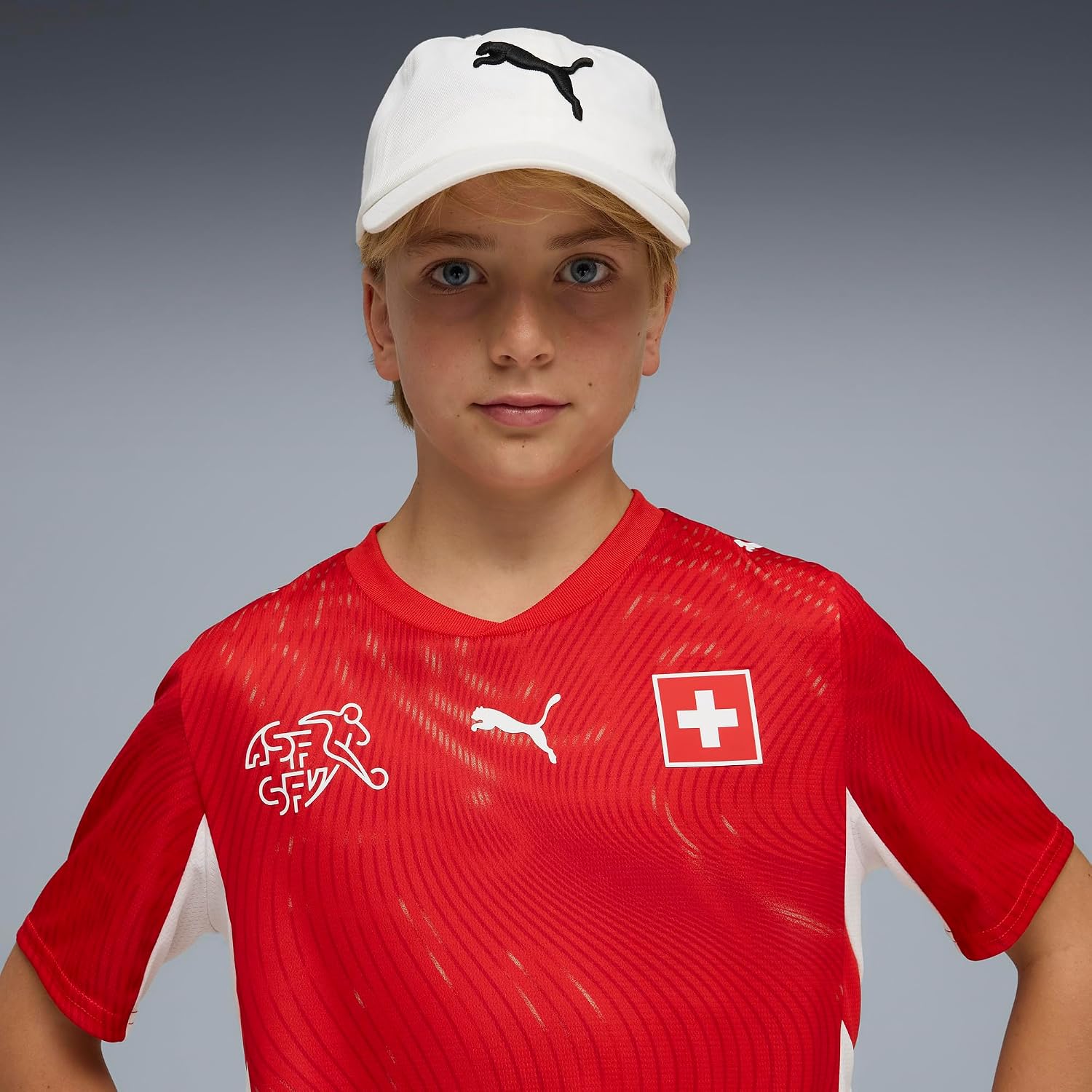 PUMA Kids Boys Switzerland Crew Neck Short Sleeve Home Jersey Casual - Red