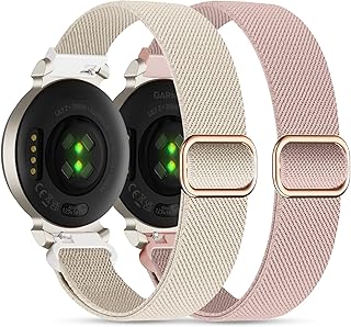 Elastic Nylon Bands Compatible with Garmin Lily 2, 14mm Stretchy Nylon 2 Pack Soft Loop Straps Quick Release Replacement Adjustable Wristband for Garmin Lily 2 Classic Smart Watch Accessory for Women