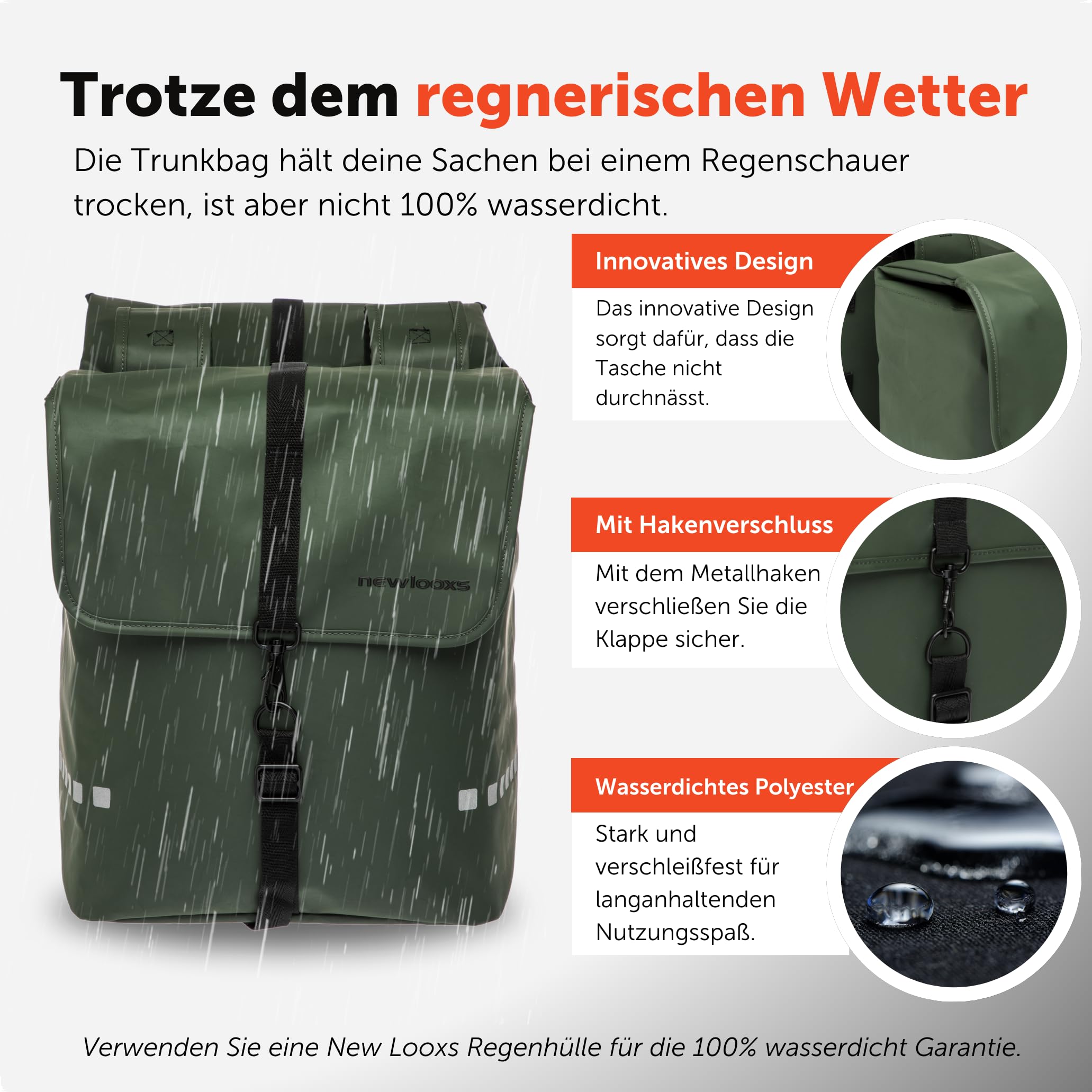 Newlooxs Bagażnik rowerowy Odense Double Khaki - 39 litrów - 340x380x160mm
