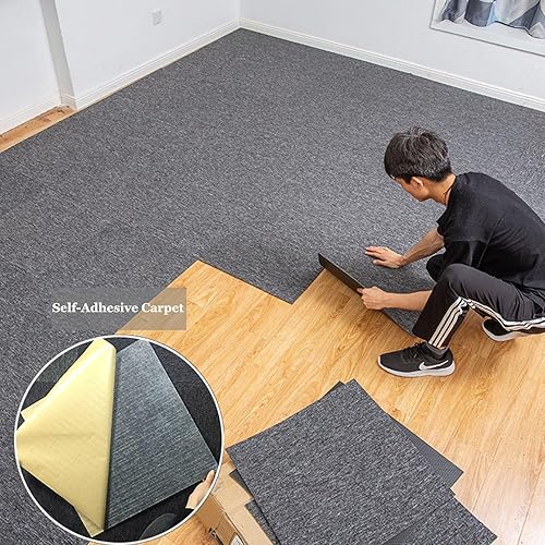 Miniatura 2 de 10 unidades  21.53 pies cuadrados - Azulejos autoadhesivos antideslizantes y antiruido, para decoración del hogar, cuadrados fáciles de limpiar e