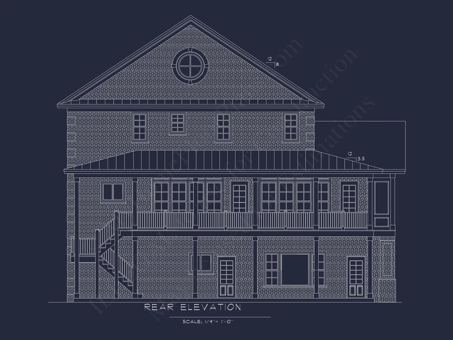 15-1662 HOUSE PLAN - Traditional House Plan: CAD Floor Plan with 3 Stories