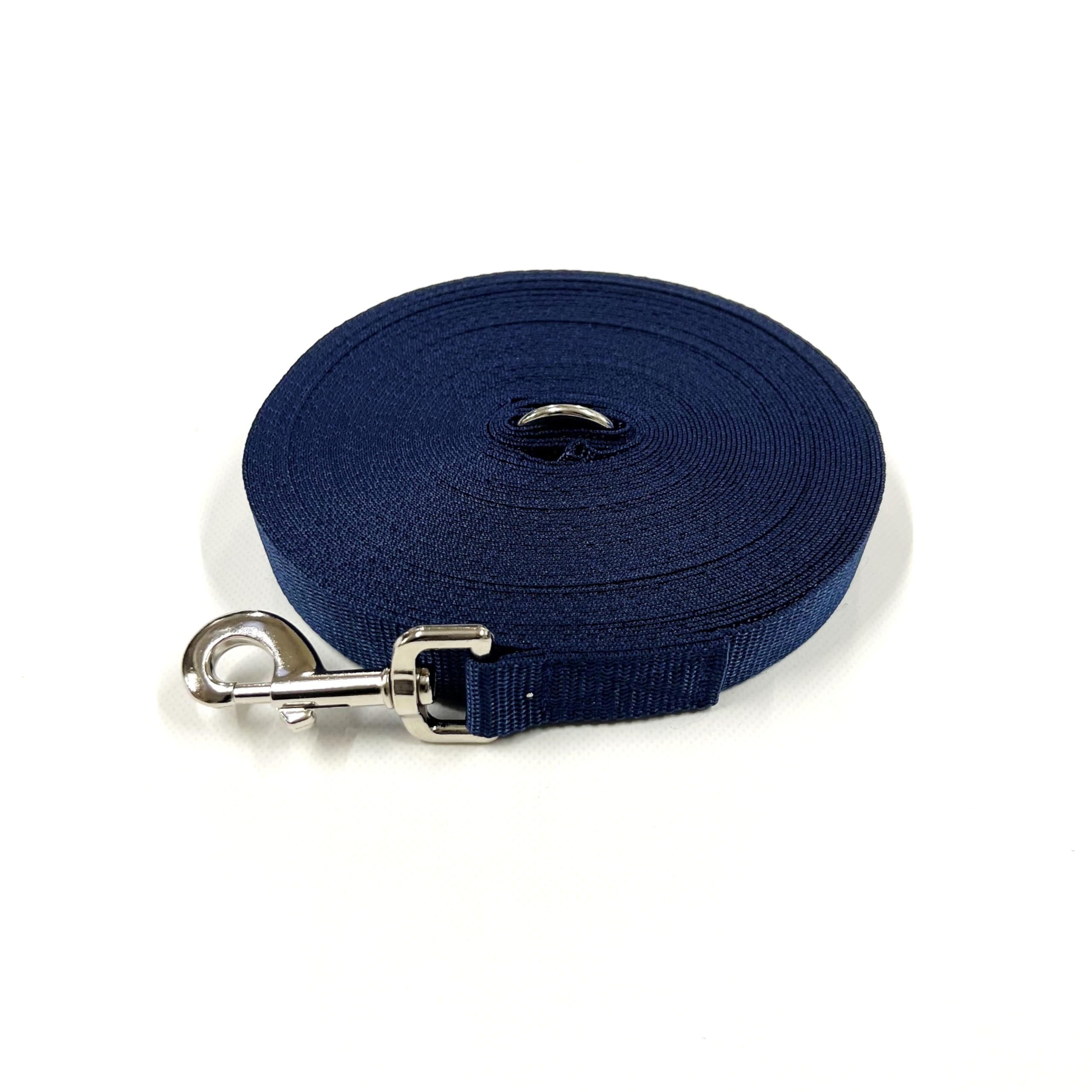 Dog Training Lead 5ft-100ft Long Line Obedience Recall Horse Tracking Leash Small Medium Large 25mm Webbing (Navy, 100ft/30m)