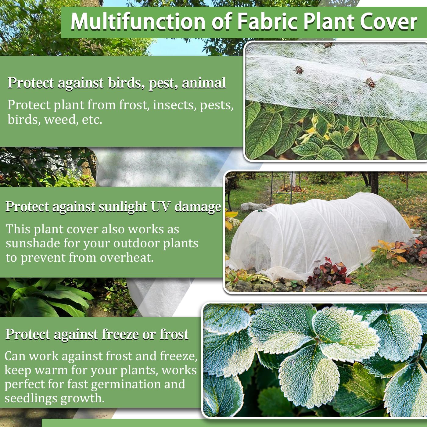 Cubiertas para plantas de 7 x 100 pies, tela gruesa para plantas al aire libre, mantas de plantas de invierno y cubiertas de heladas para protección contra heladas de jardín, cubierta de fila flotante