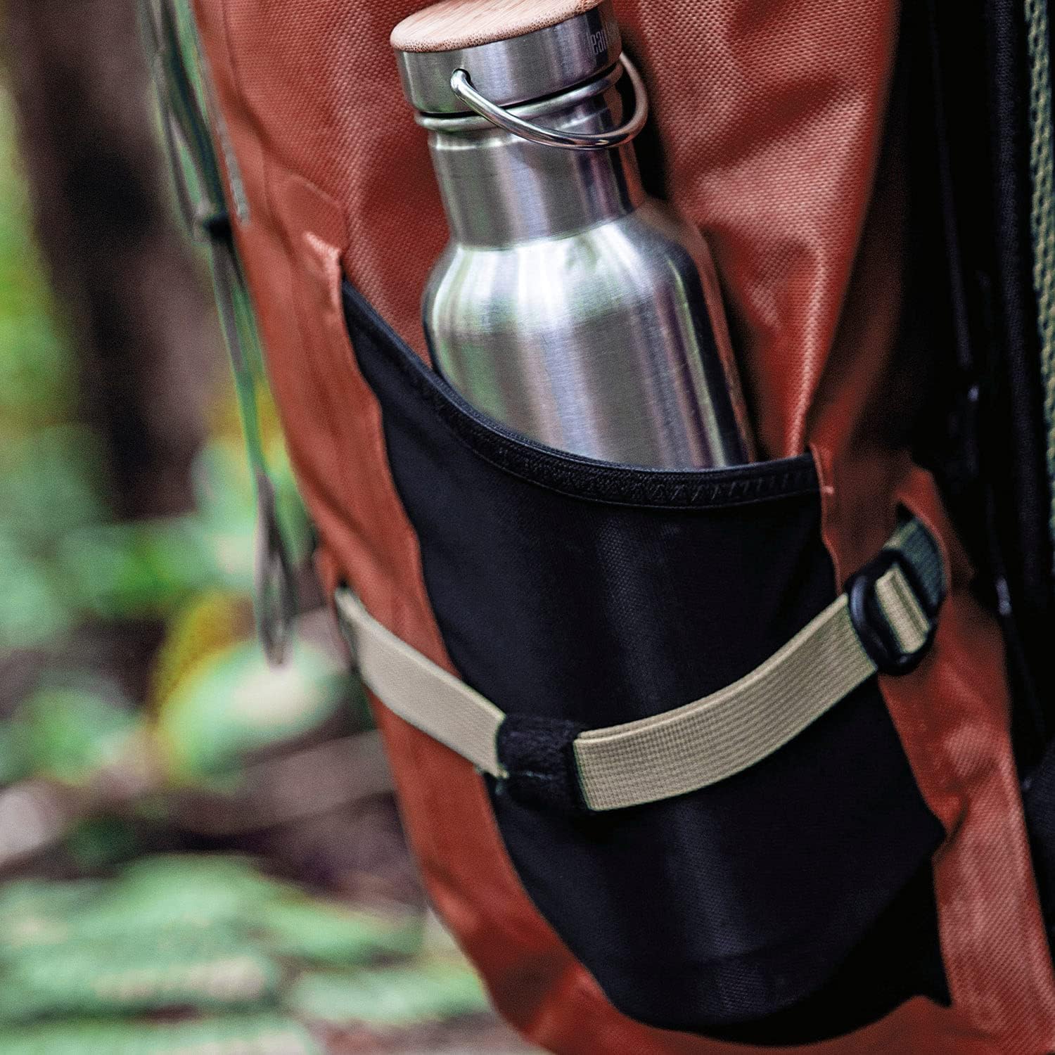 Close-up of the waist belt pocket on an ORTLIEB Air Track backpack