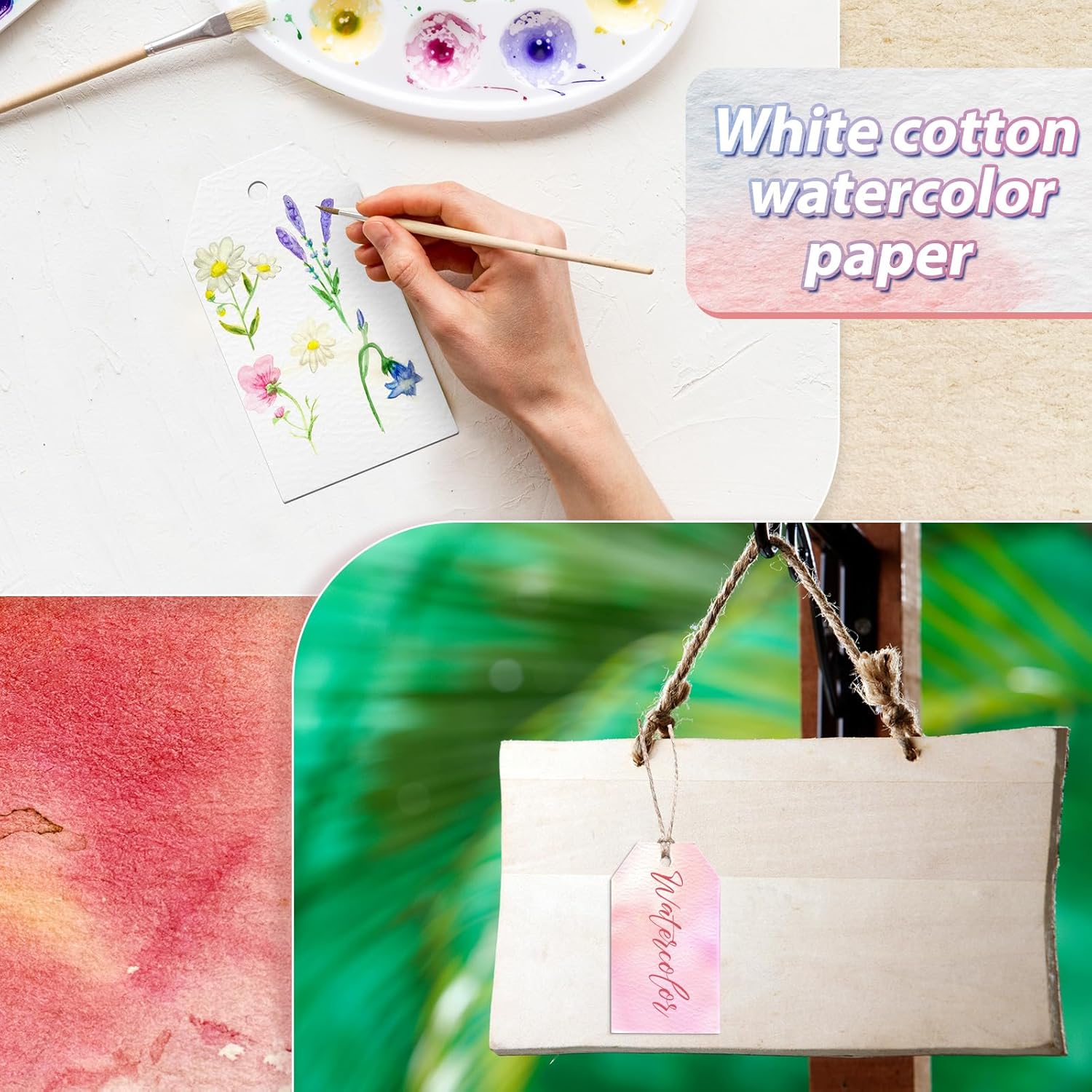 CATEGORY Wrapping | Hütte paper works Faccito 水彩紙タグ 50セット コットン DIY ブランクギフトタグ 水彩 しおり コールドプレス ペーパーハンギングタグ