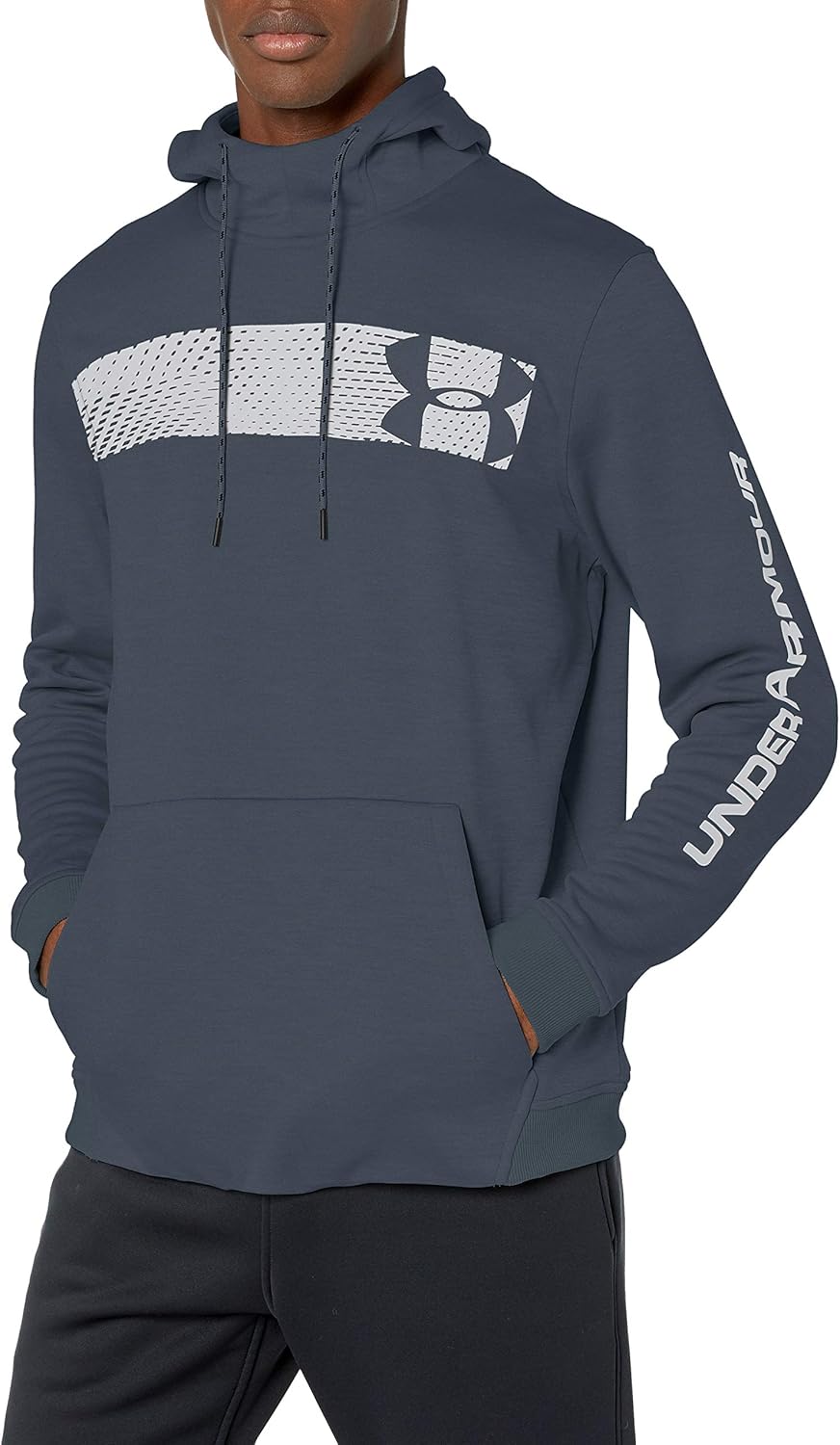 Under Armour Men's Fleece Pullover Hoodie Bar Logo Graphic Wire (073)/Halo Gray Medium
