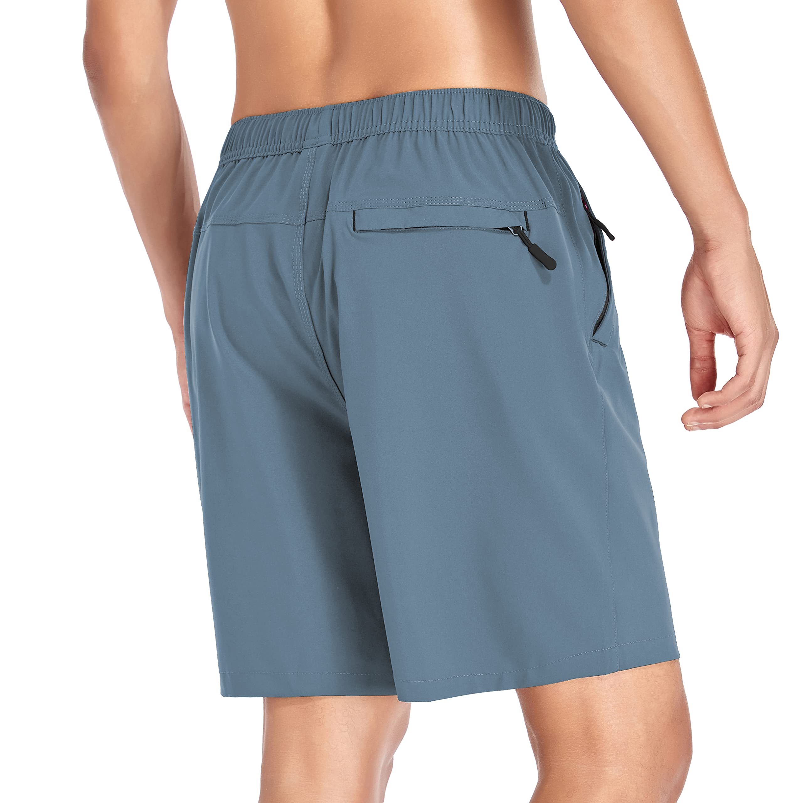 Selovzz Men's Gym Shorts Sports Quick Dry Workout Running or Casual Training Short with Zipper Pockets