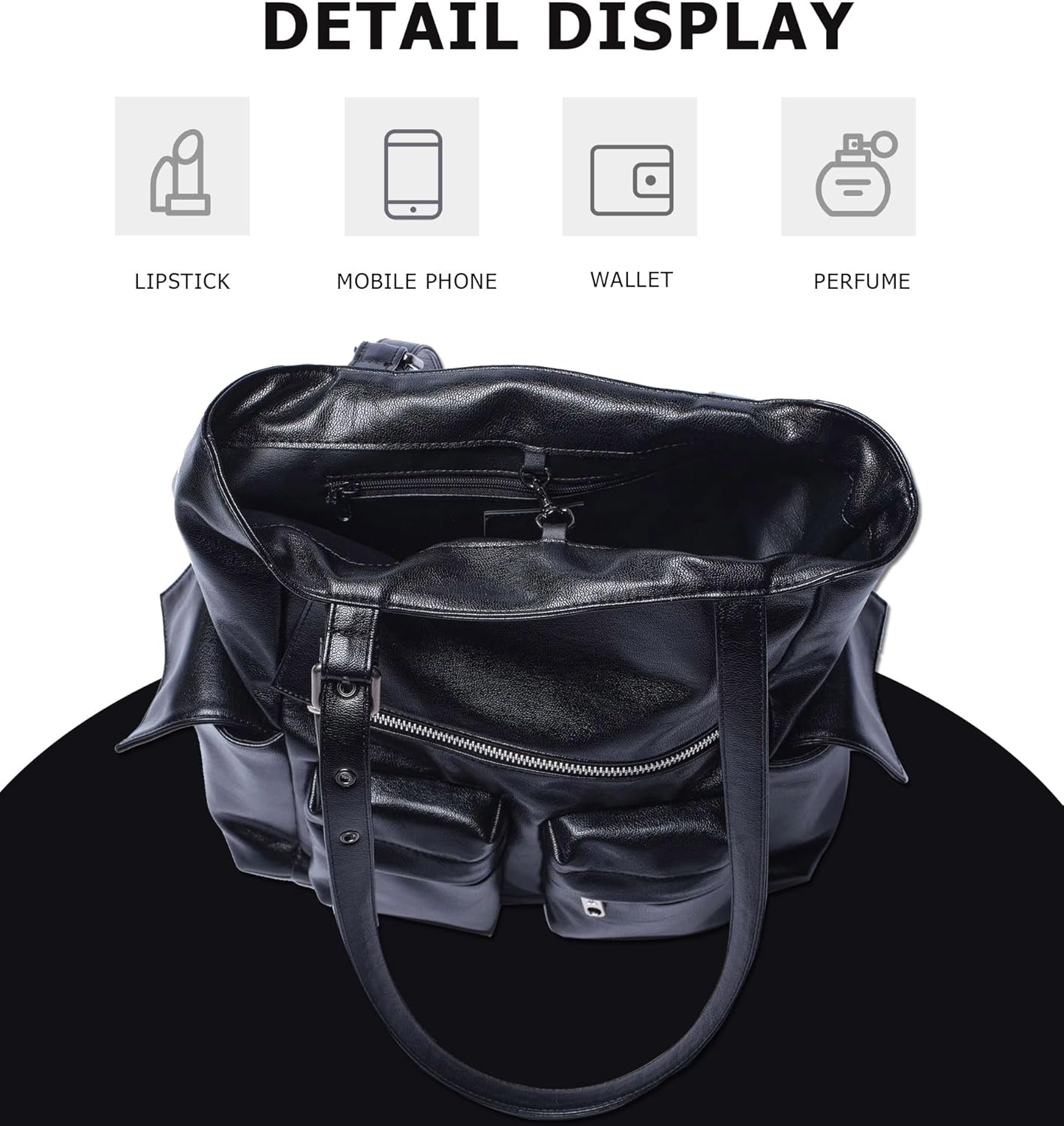 myfriday Soft PU Leather Tote Bag for Women, Large Over the Shoulder Bags Satchel Purses and Handbag with Adjustable Strap