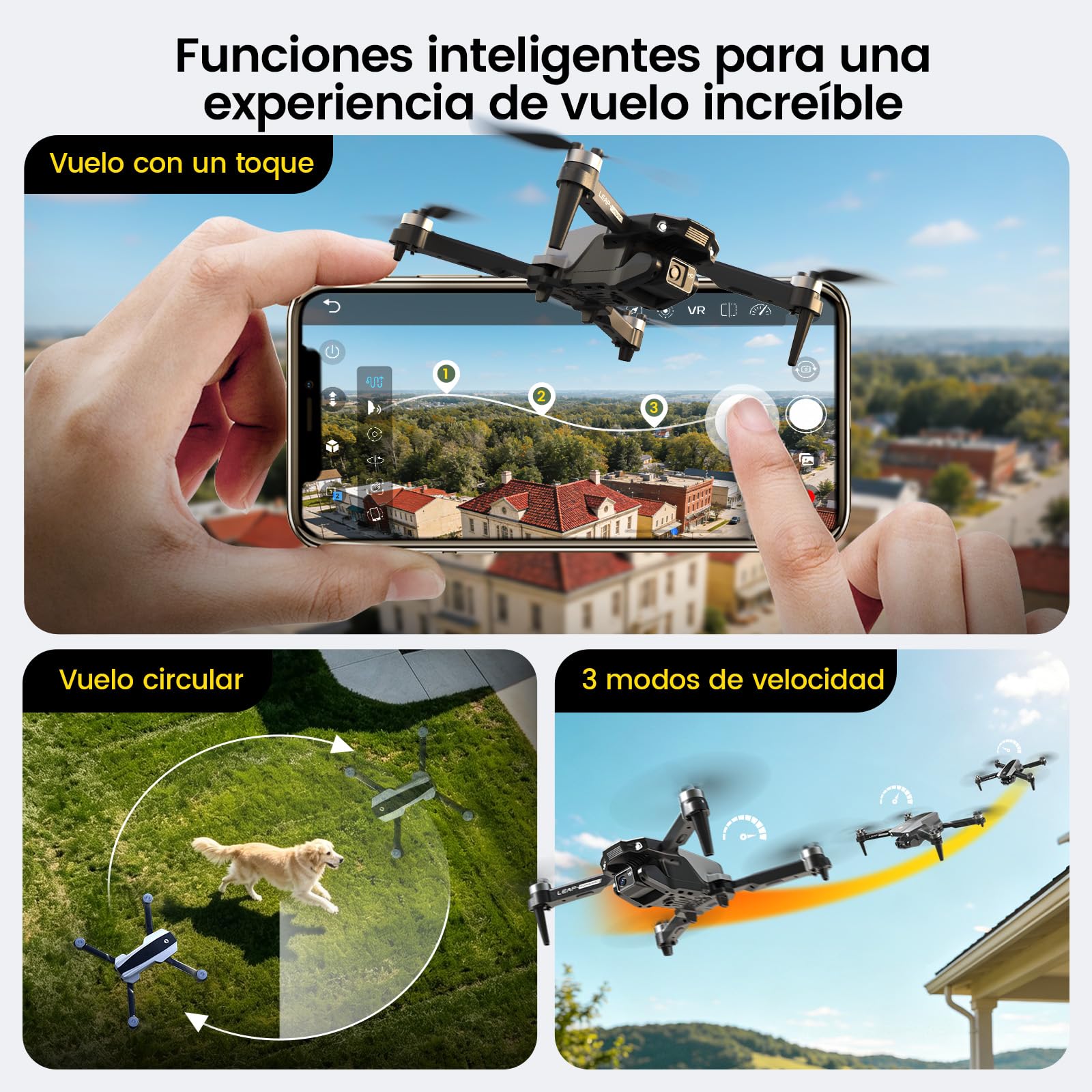 Holy Stone HS200P Drone Plegable con Cámara 1080P para Niños Principiantes | Cuadricóptero RC con Motor sin Escobillas, Flujo Óptico, Vuelo por Trayectoria, Giros 360°, 3 Velocidades y 2 Baterías