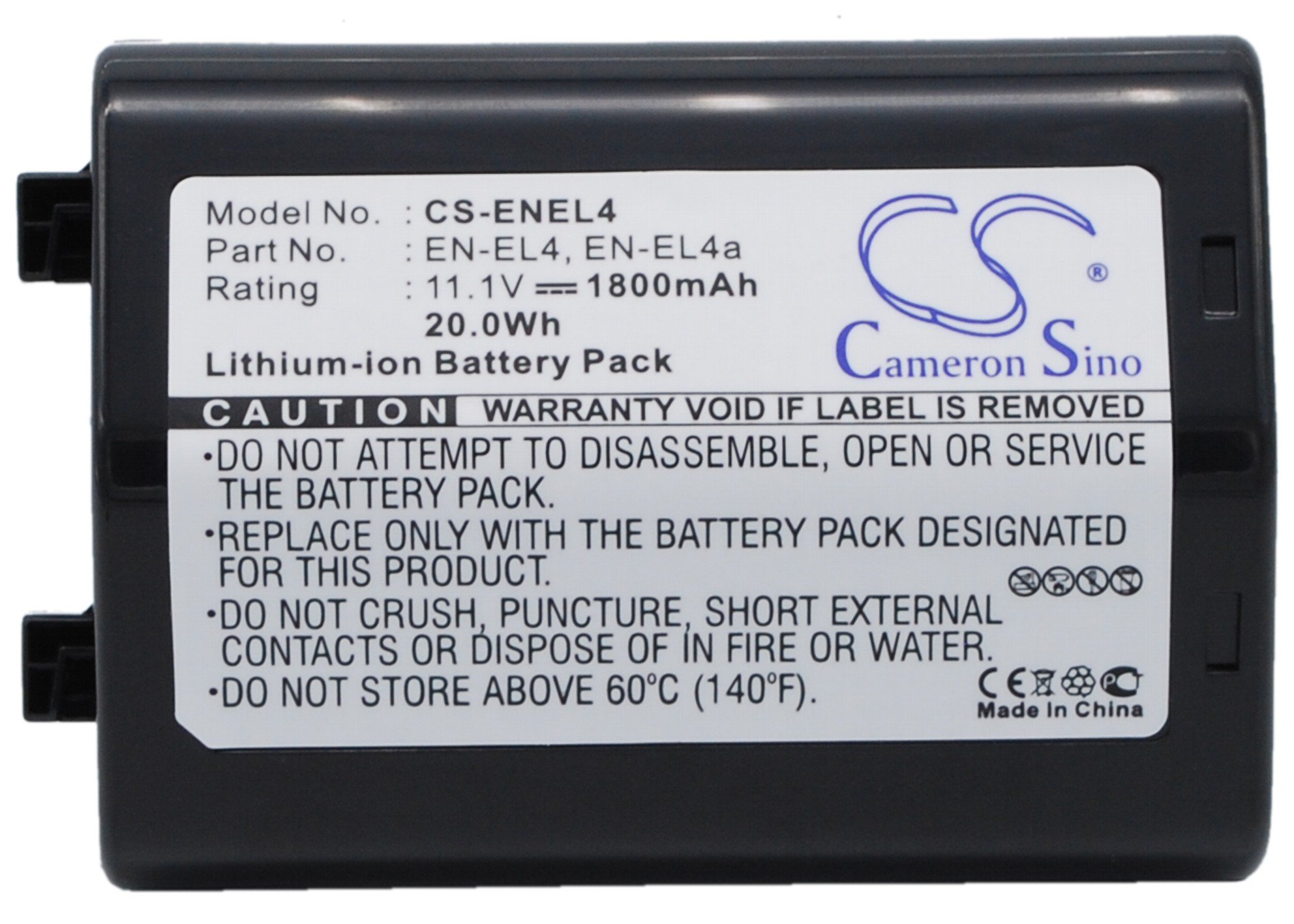 Cameron Sino New Replacement Battery Fit for Nikon D2Hs, D2X, D2Xs, D3, D3S, F6, D2H, D2Hs, D2X, D2Xs, D3, D3S, D3X, F6(1800mAh/19.9Wh)