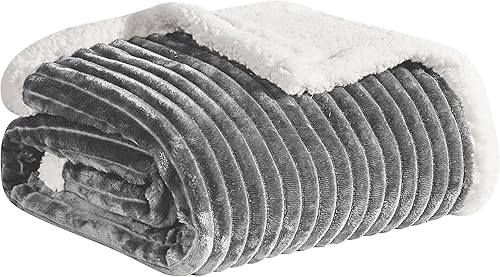 Miniatura 3 de Elegant Comfort Manta reversible de pana sherpa, peso medio y súper afelpada, manta de franela suave, mullida y afelpada, microgamuza, patrón de