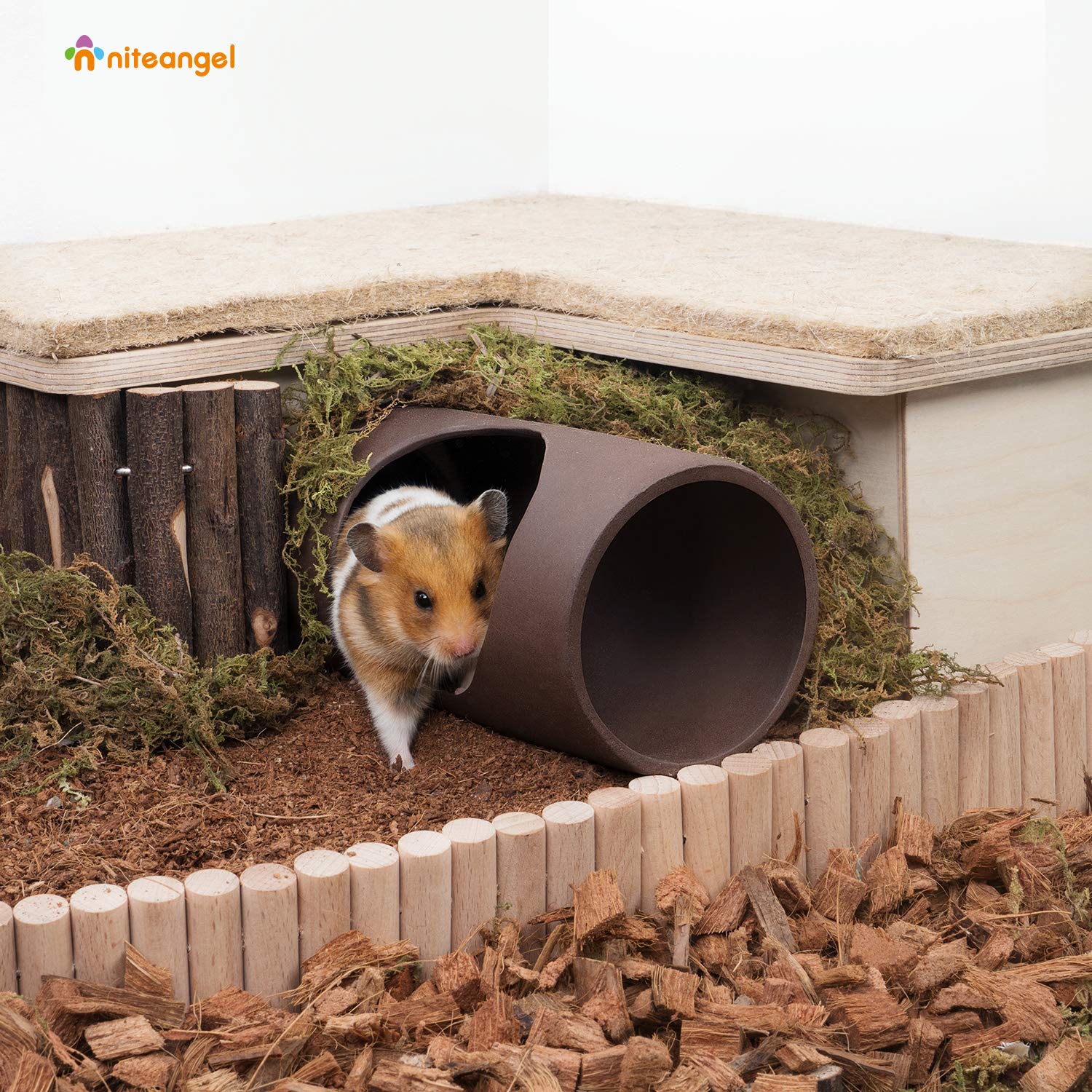 Niteangel Keramische Hamster Habitat Hideout: - Hideaway House voor Syrische dwerghamster muizen Gerbils Lemmings of andere vergelijkbare grootte kleine huisdieren (paddestoelvormig