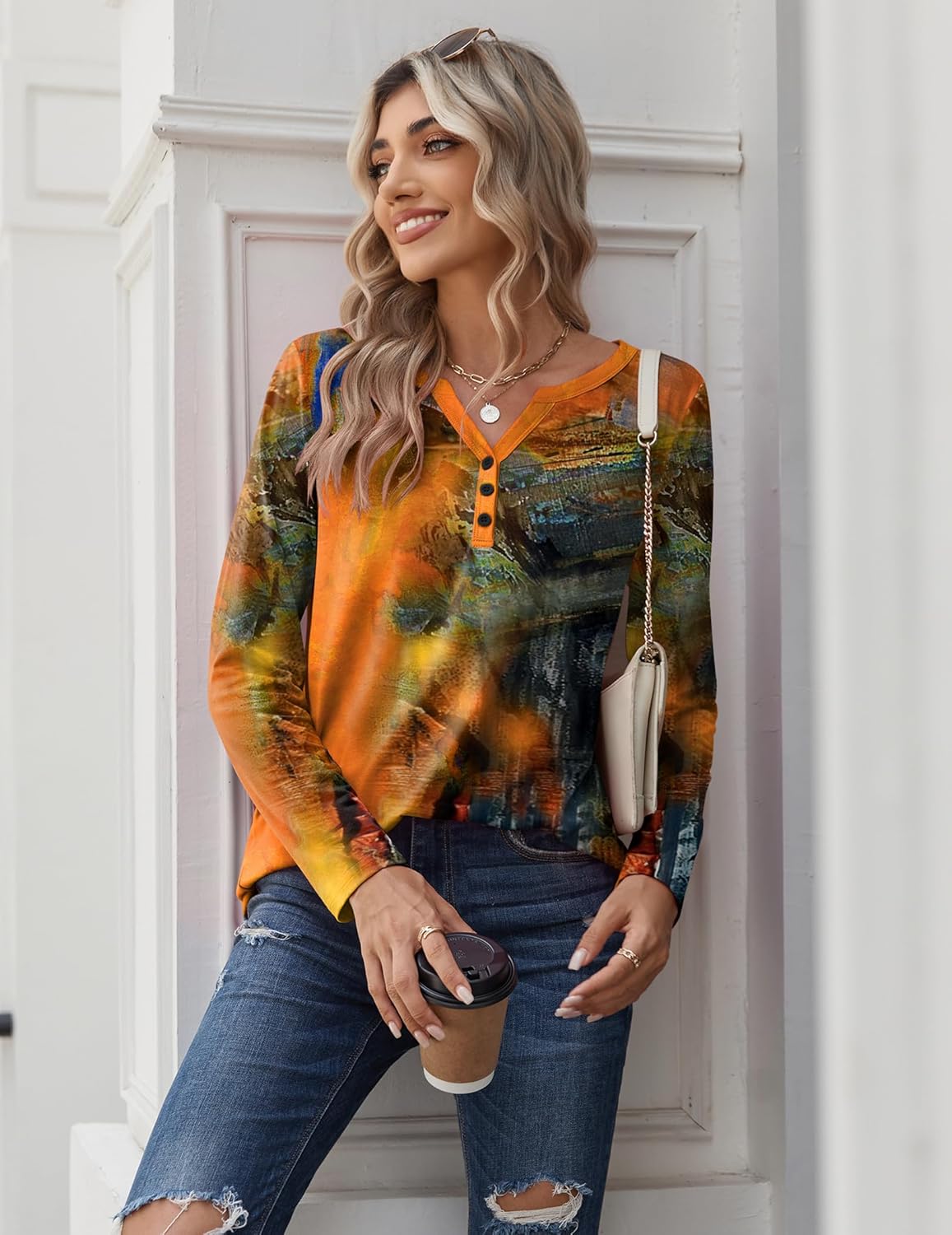 Zeagoo Long Sleeve Shirts for Women Casual V Neck Fall Tops Dressy Summer Work Blouses Clothes - Image 6