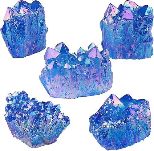 Miniatura 4 de Amogeeli Espécimen de piedra mineral de cristal de roca natural recubierto de titanio para la decoración del hogar de la oficina