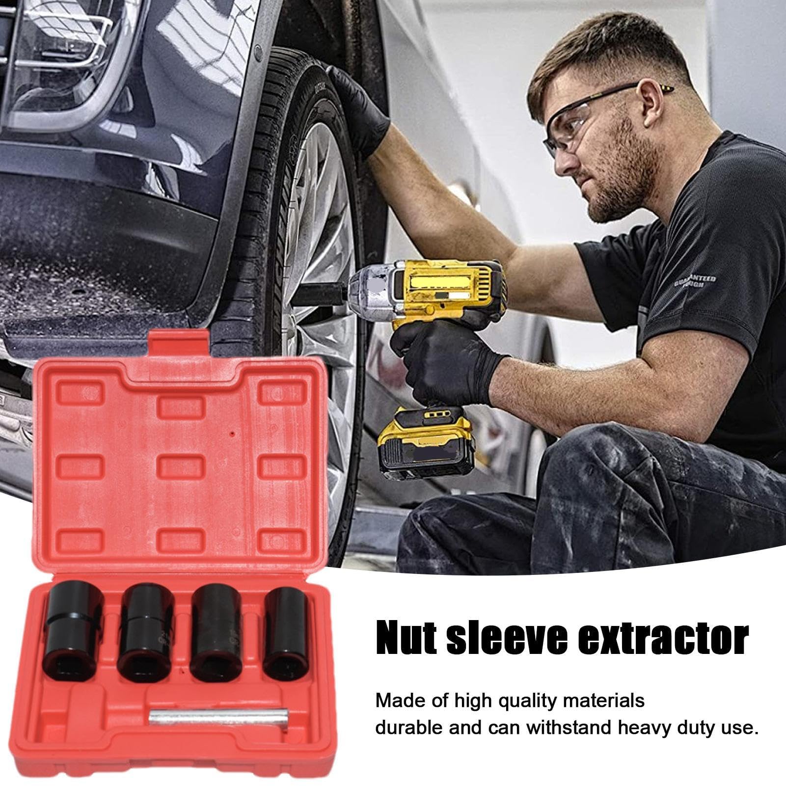 Zestaw 5-częściowy zestaw do wyciągania nakrętek do kół z paskami, zestaw kluczy do okrągłych osi Damad, narzędzie dla mechaników