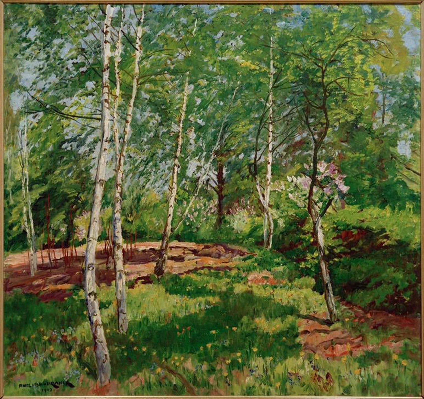 Artxlxxbn No Frame Famous Painting Canvas Artwork Graffiti Print Meadow With Birches By Franck Portrait Canvas Image For Home Decor 60X90cm