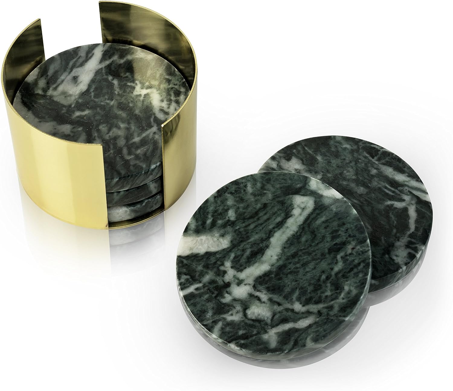 Set of 4 Emerald & Gold Coasters by Viski®