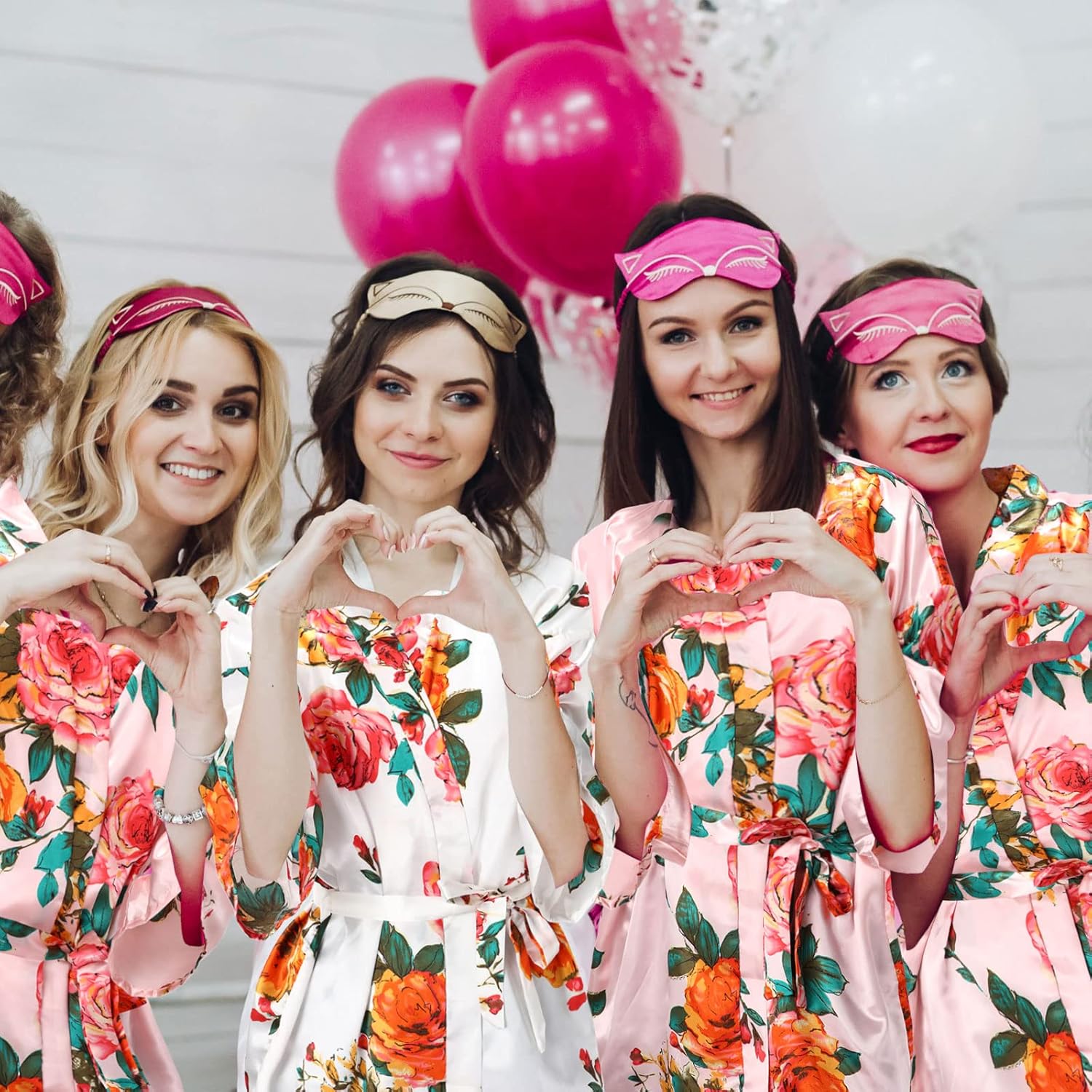 Coume 10 Pcs Bride Bridesmaids Wedding Robes Satin Women Floral Kimono Robes for Wedding Supplies (Maid of Honor and Matron of Honor)