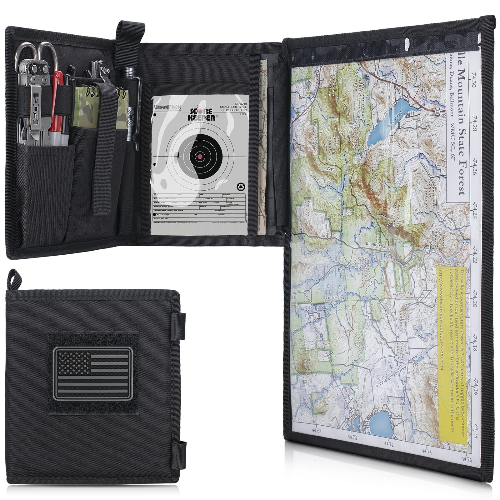 LIVANS Tactical Pouch Military Map Case Holder Army Foldable Map Storage Pouch Multifunctional for Outdoors or Hiking - 13"x10" Clear Viewing Area,1000D Oxford + Waterproof TPU