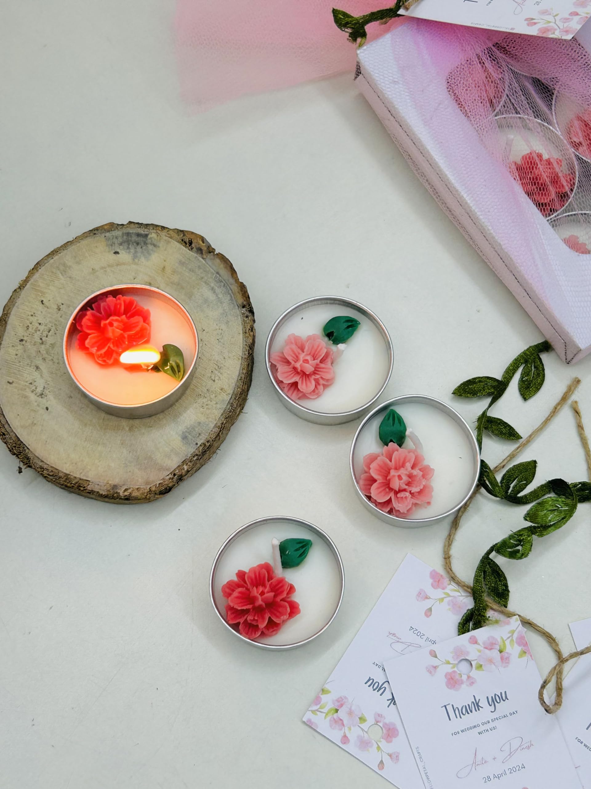 Pink Vanilla Tealight Candles - Gift Set of 6 -7